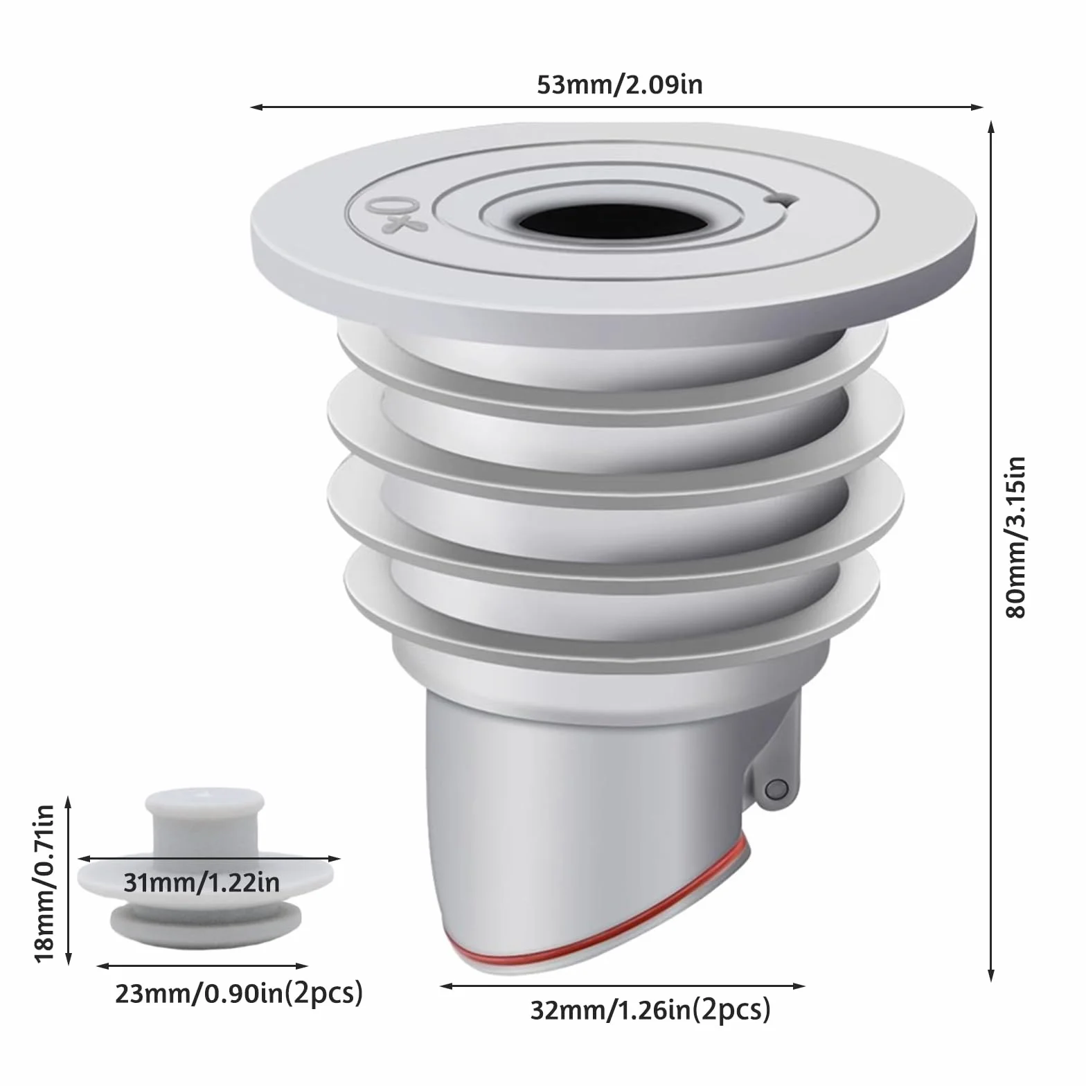 Uszczelka do węża odpływowego pralki, 2 szt., 35-40 mm, uszczelka do rury odpływowej, szara uszczelka do rur pralki z pokrywką, korek odpływowy do łazienki do kuchni, 2 szt