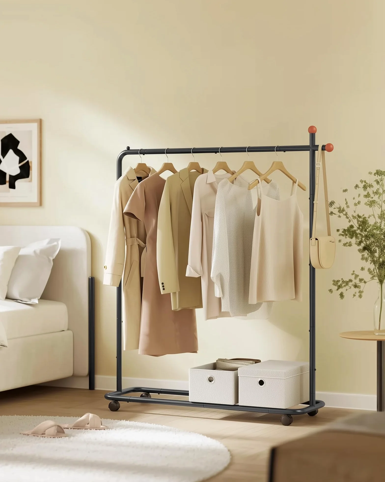 SONGMICS HOME Wieszak na ubrania na kółkach HSR170B01, czarny