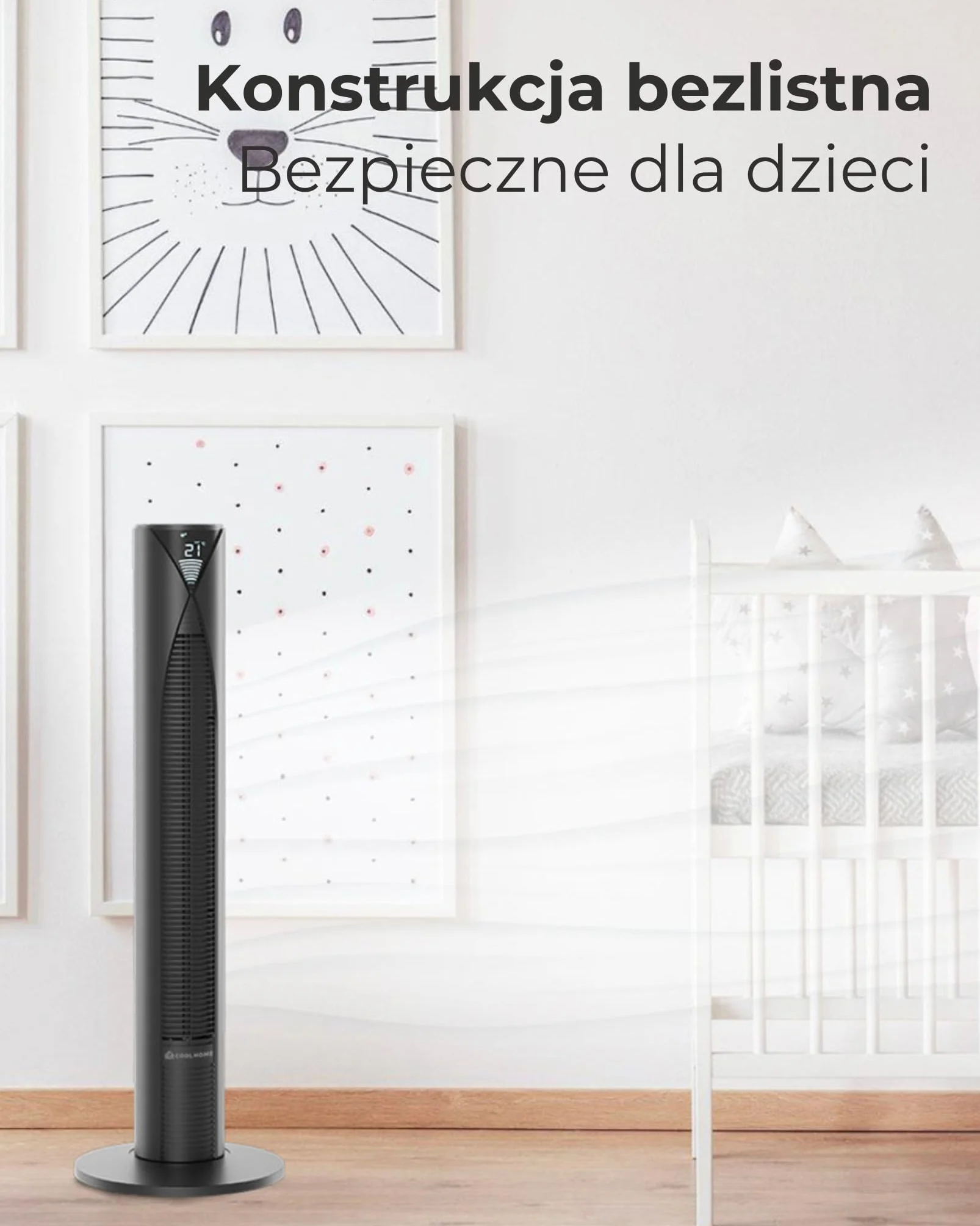 CF2205 - wentylator wieżowy z pilotem zdalnego sterowania - 96 cm - ściemniany ekran LED - czarny