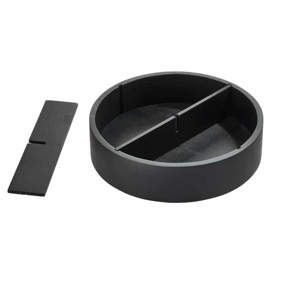 The Home Edit by iDesign 30,5 cm gramofon Lazy Susan z wyjmowaną przegrodą, czarny drewno Paulownia
