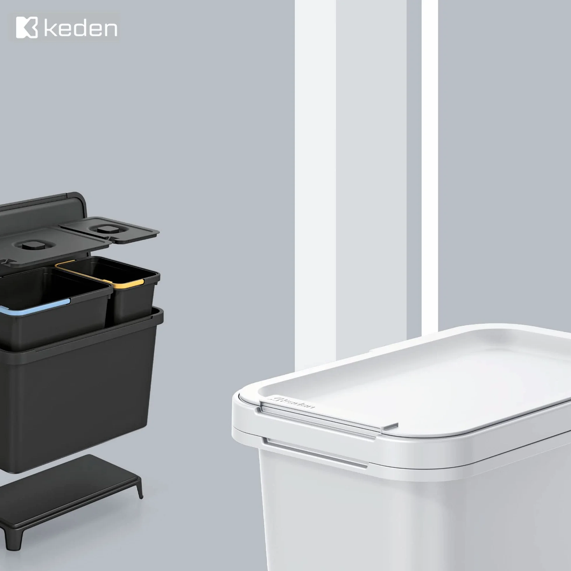 System sortowania recyklingu 3x10L biały KEDEN