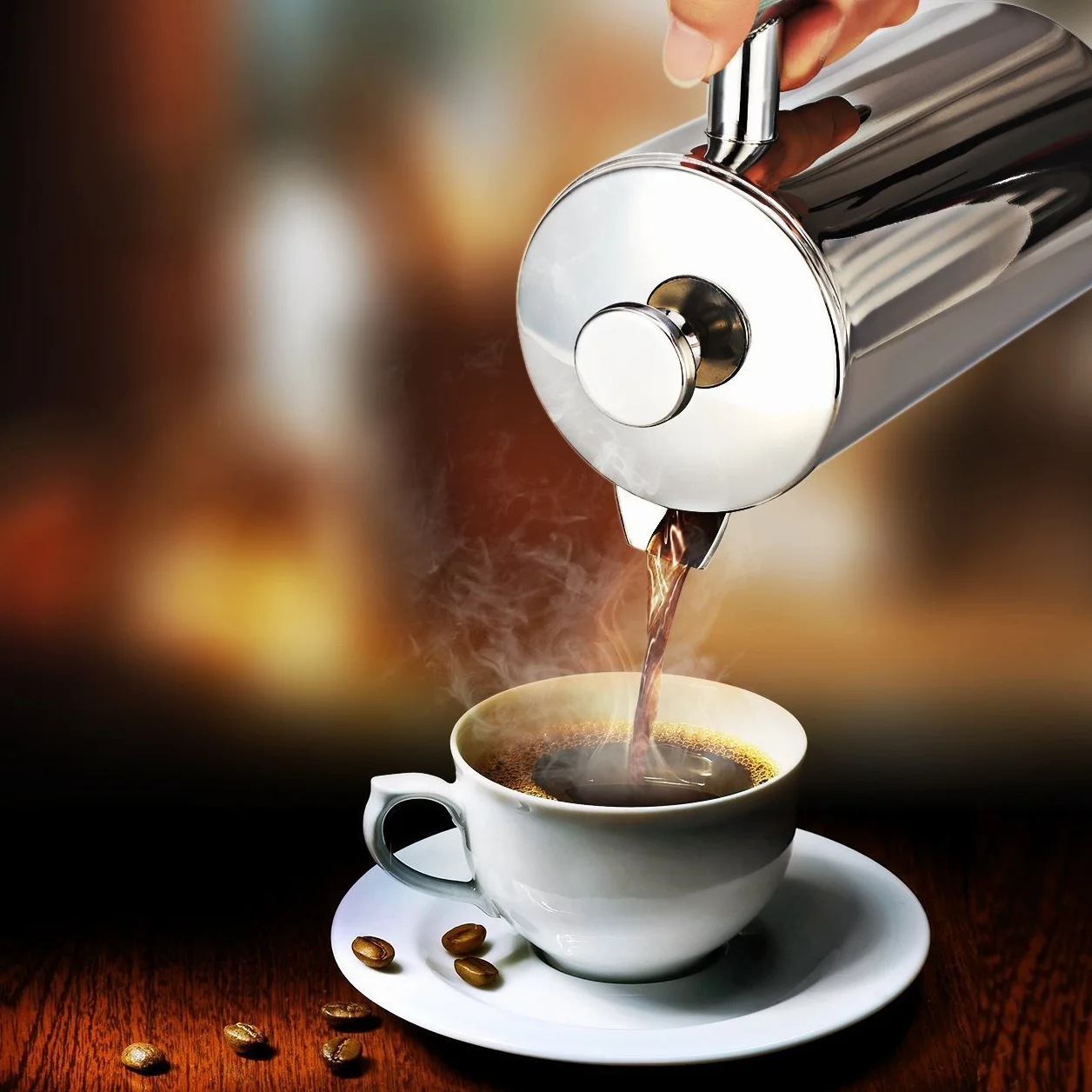 Zaparzacz do kawy French Press 1,5 litra zaparzacz do kawy ze stali nierdzewnej, podwójne ścianki, izolowany, French Press Caffettiera, dzbanek do kawy z 2 dodatkowymi sitkami, srebrny 1500