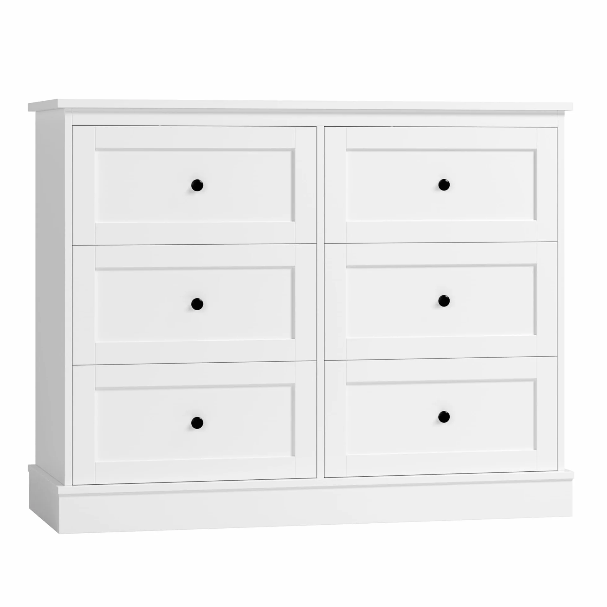 FOREHILL Komoda do sypialni biała szafka do przechowywania z 6 szufladami biała komoda szuflady do salonu przedpokoju 108 x 40 x 87 cm