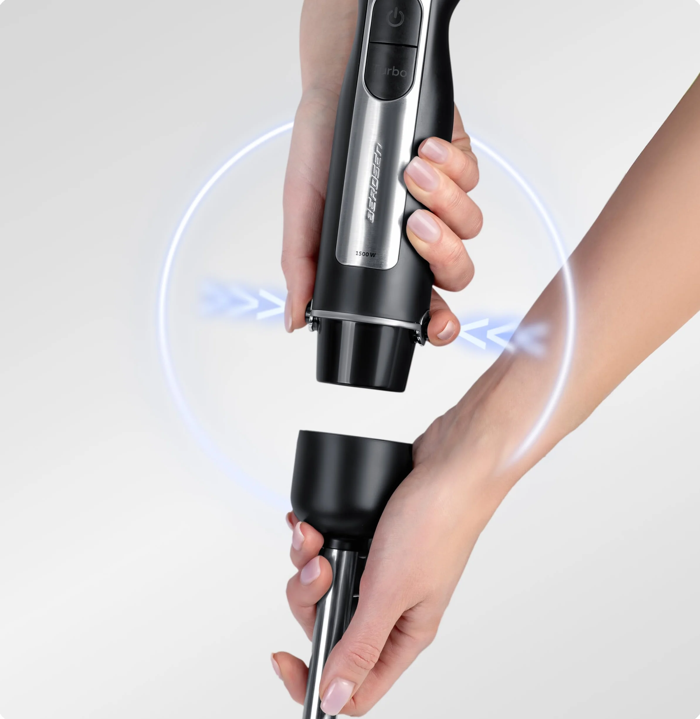 Berdsen Blender Ręczny 1500W Wielofunkcyjny 800 ml Stal Tworzywo Sztuczne Czarno-Szary