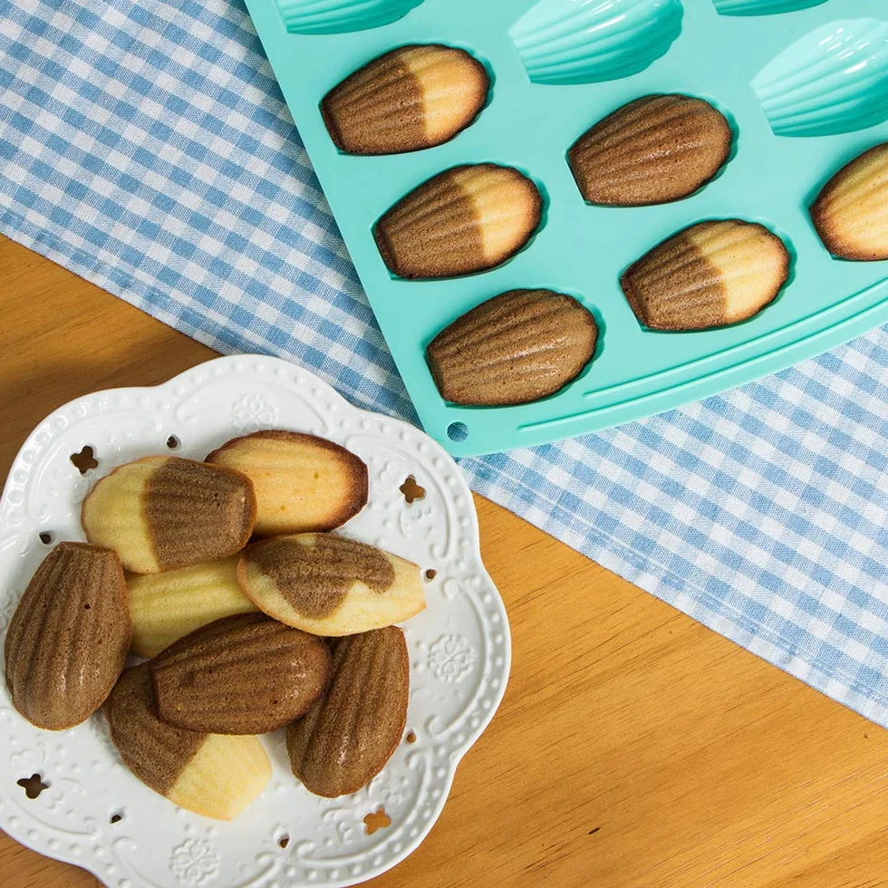 webake Madeleine silikonowe formy do pieczenia, z powłoką zapobiegającą przywieraniu, 18 zagłębień