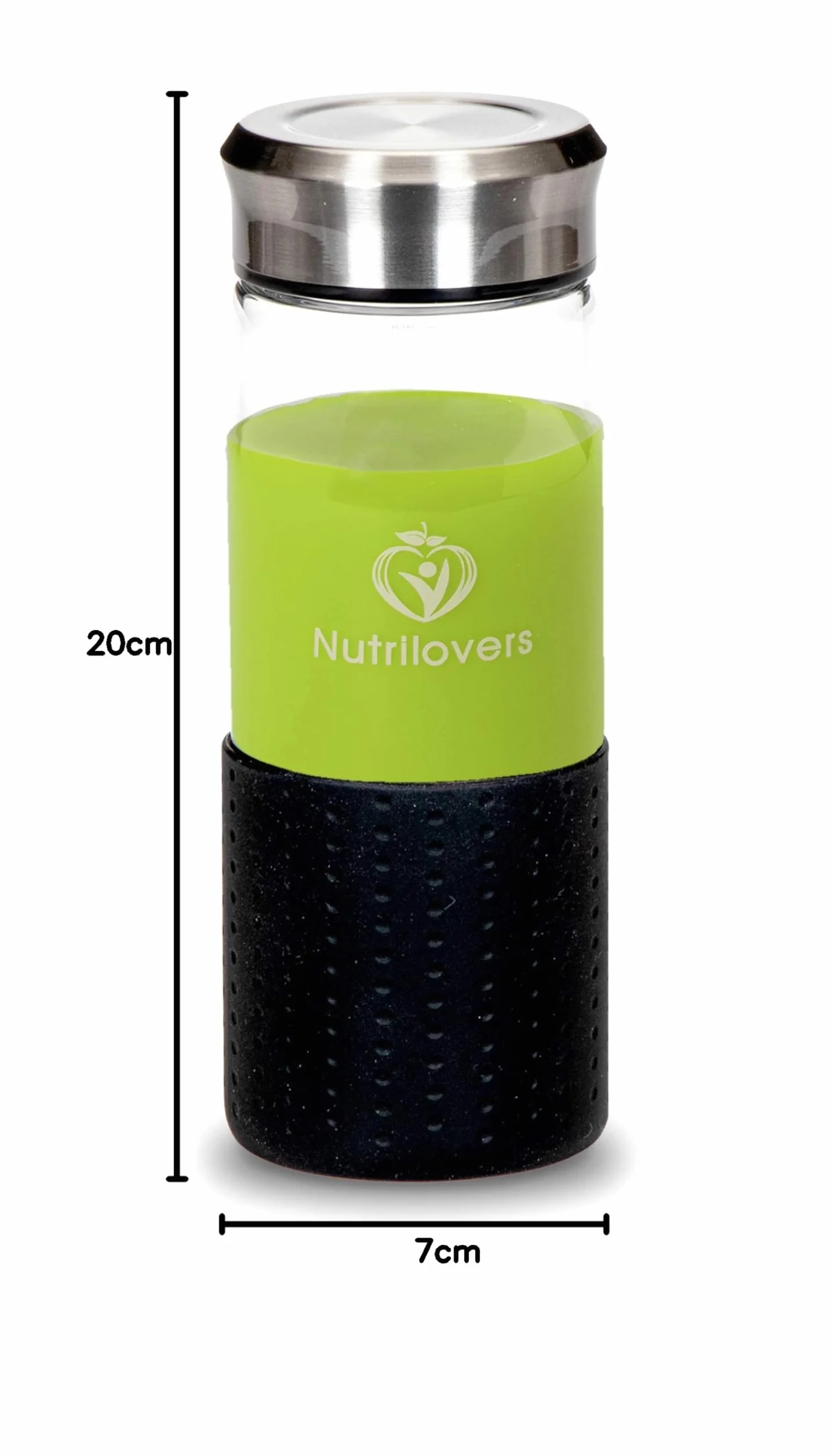 Nutrilovers Slow Juice szklana butelka na sok na wynos 450 ml odporna na zamrażanie szkło borokrzemowe BPA free