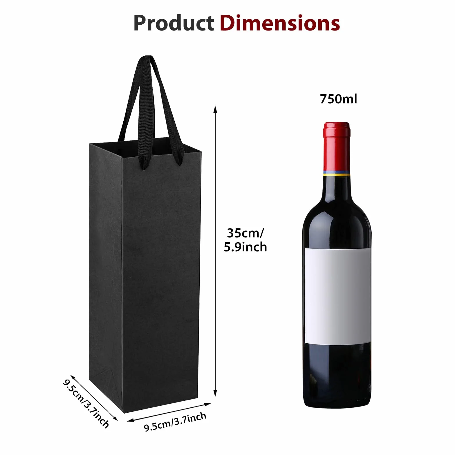 Torebki na prezent na butelki z papieru kraft czarne 20 szt. na wino