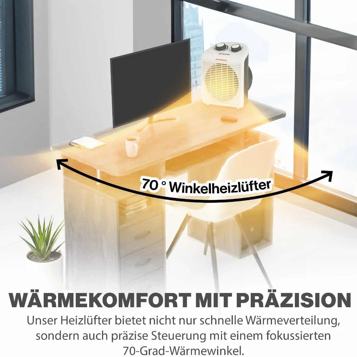 Bomann Termowentylator - Nagrzewnica elektryczna - Nagrzewnica - Przenośna i kompaktowa nagrzewnica 2 poziomy ogrzewania (1000/2000 W) Biały/HL 660401 CB BOMANN