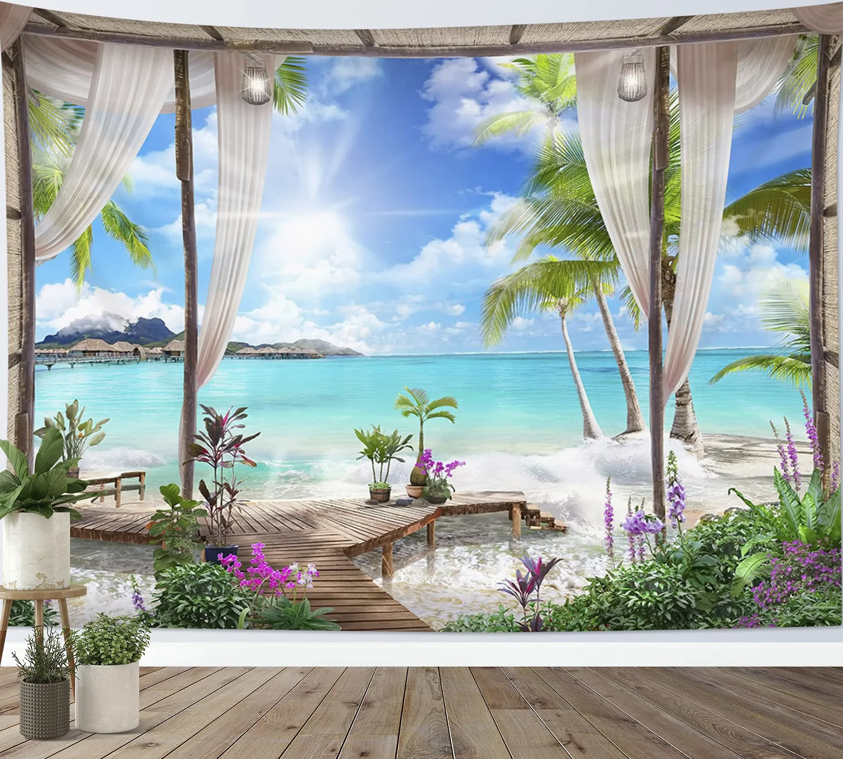LB Gobelin Wybrzeże Morze Plaża Gobeliny Dekoracje ścienne do Salonu Sypialnia, 235x180cm