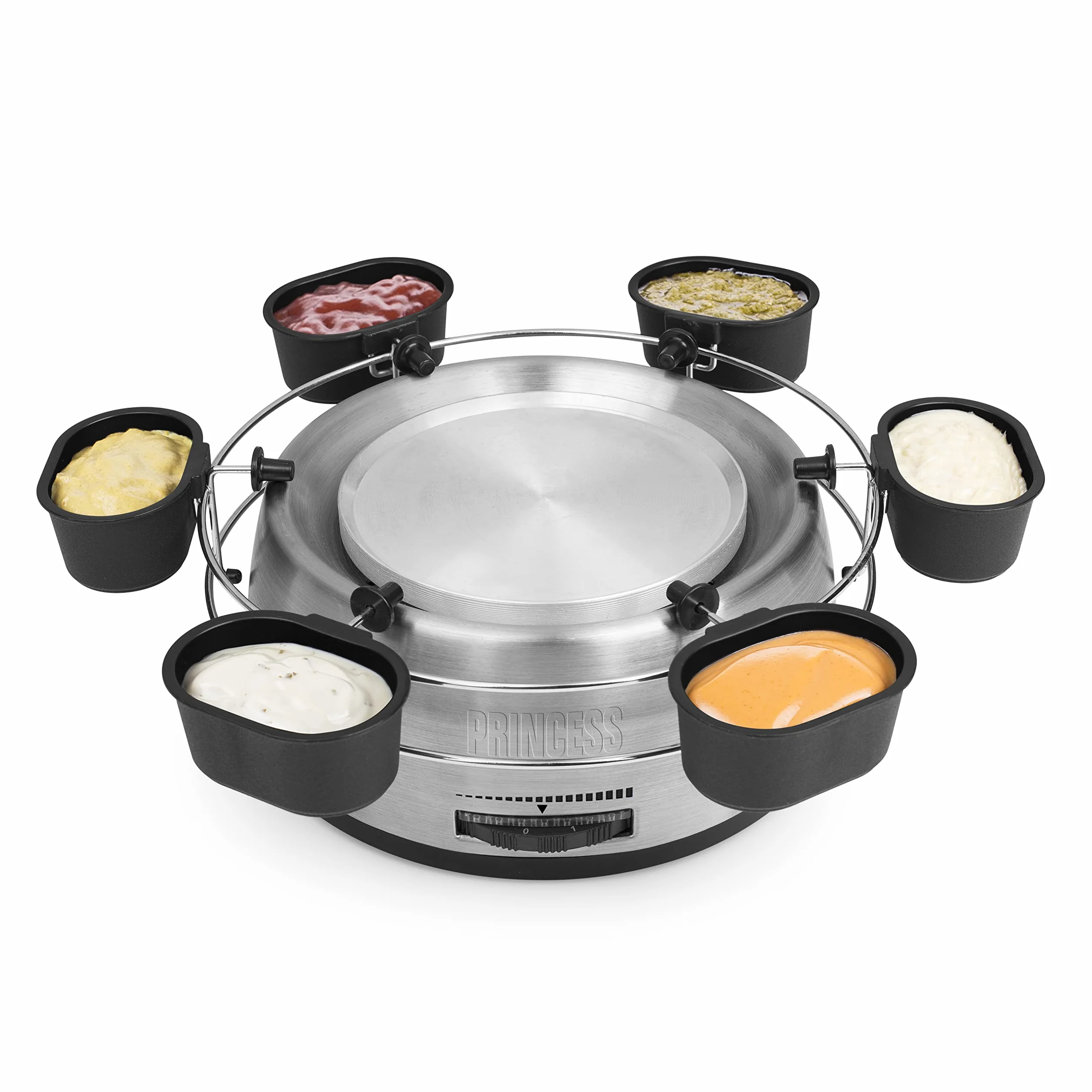 Princess Family Zestaw Do Fondue 800 W 1,2 L Stal Nierdzewna Termostat Podwójne Dno 8 Widelczyków 6 Miseczek Srebrny