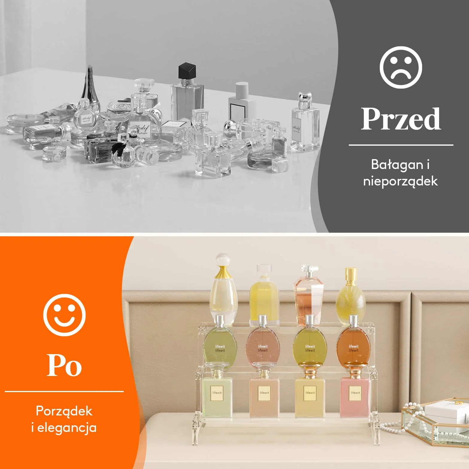 Lifewit 3 Tier Clear Display Risers Stand, 30.5 cm Plastikowe Risers do Wyświetlania, Plastikowe Organizatory do Figurek/Cupcake/Perfumy, Stojak Wyświetlania Biurkowego Dekoracji, 1 Opakowanie