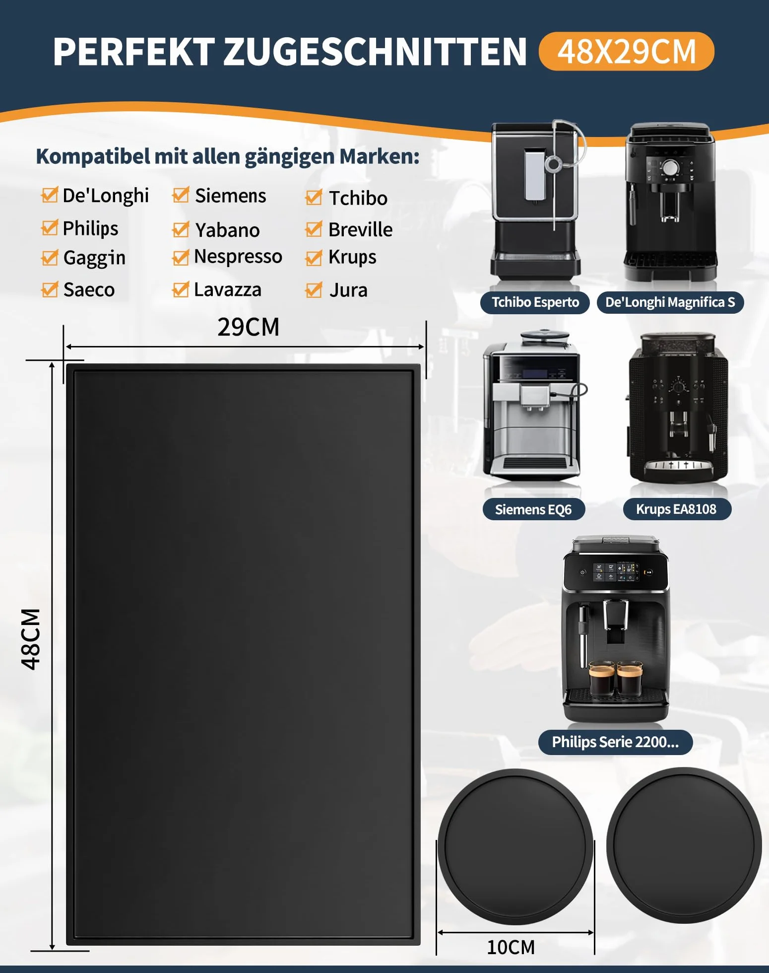 Silikonowa mata do ekspresu do kawy 47x29 cm kompatybilna z De Longhi Magnifica Philips LatteGo