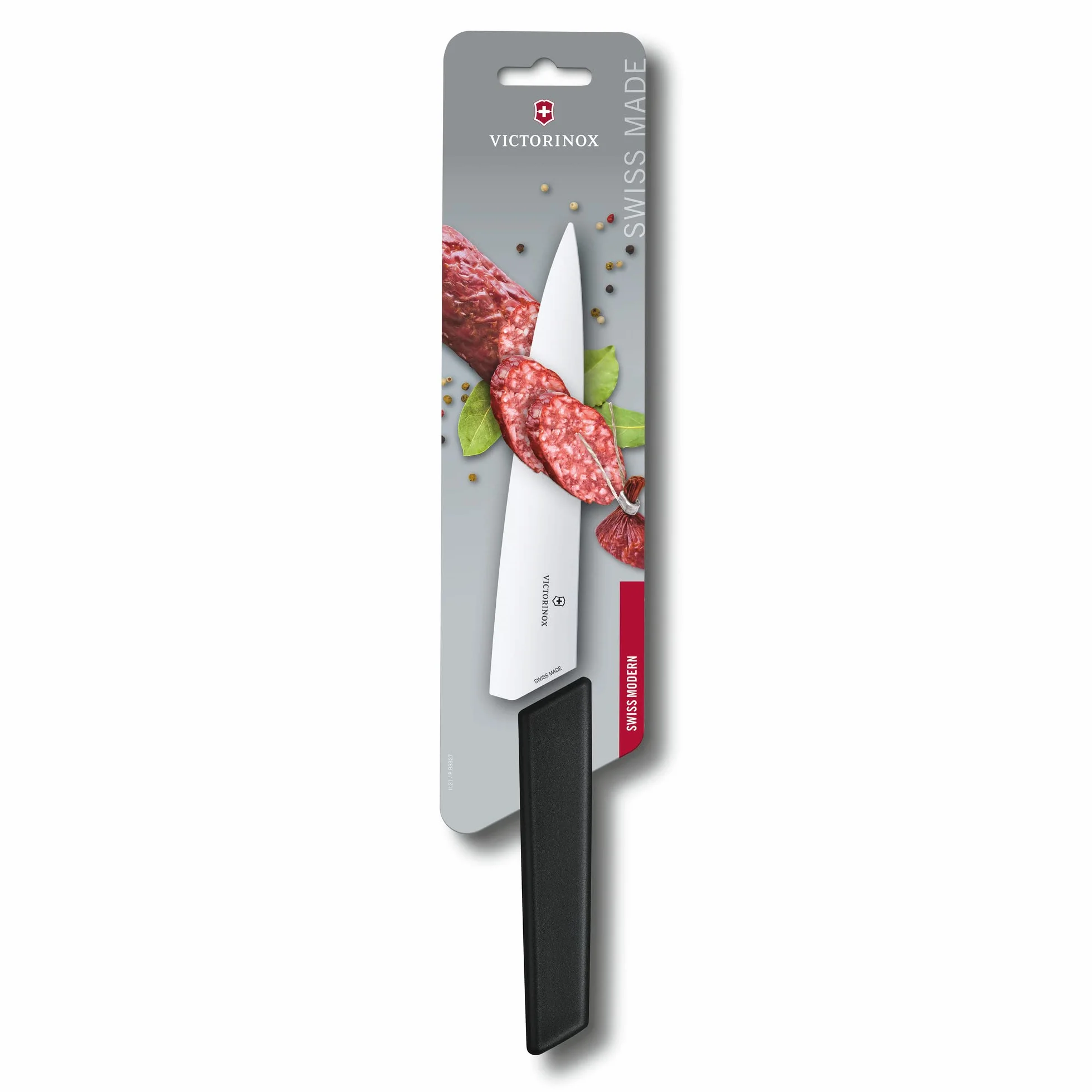 Victorinox Swiss Modern nóż do krojenia mięsa, prosty szlif, ostrze o długości 19 cm ze stali nierdzewnej, ergonomiczny uchwyt z tworzywa sztucznego, czarny