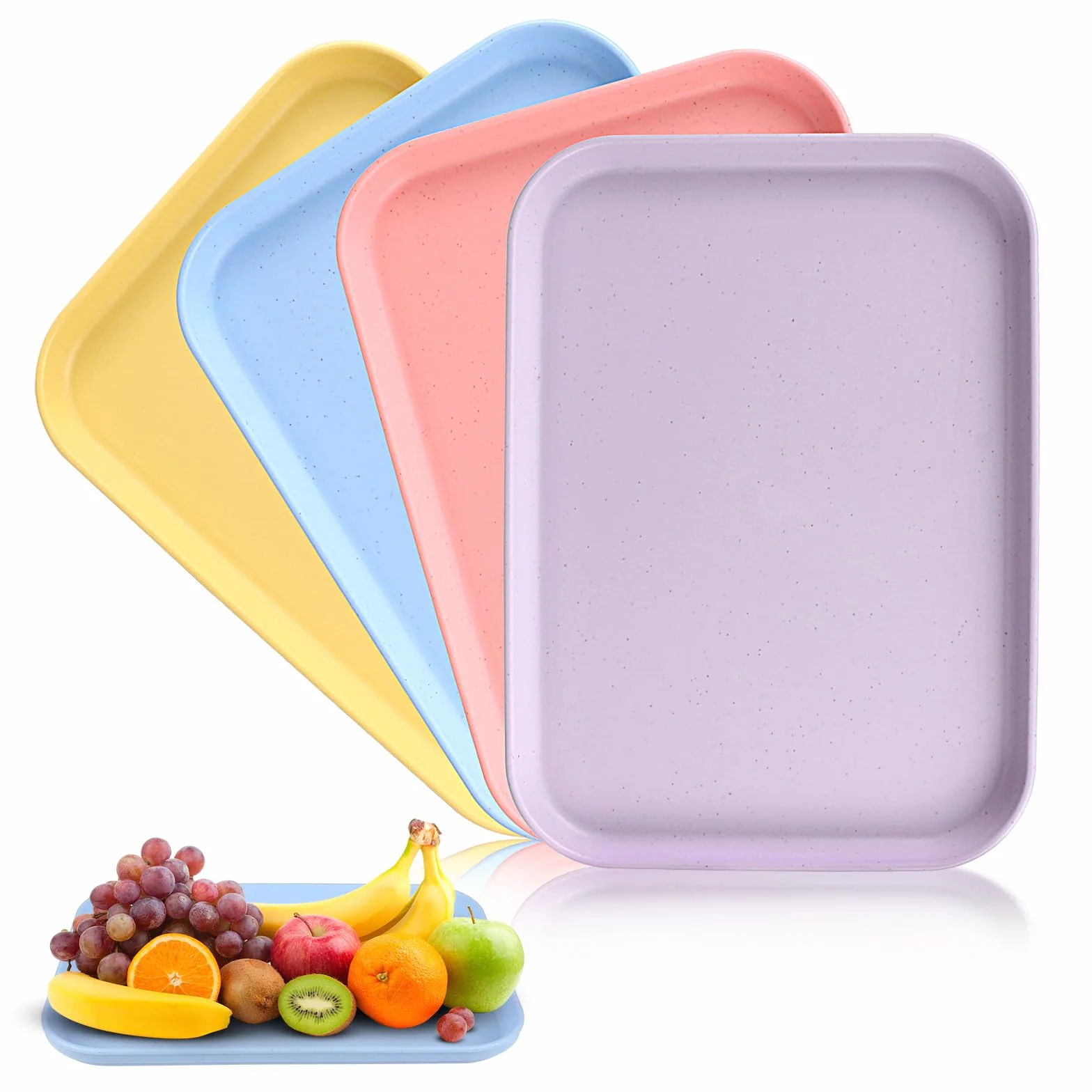 Generic Mała tacka do serwowania, 4 tace śniadaniowe, mała taca, do restauracji, kawiarni, kuchni, na imprezę (różowa, niebieska, żółta, fioletowa)