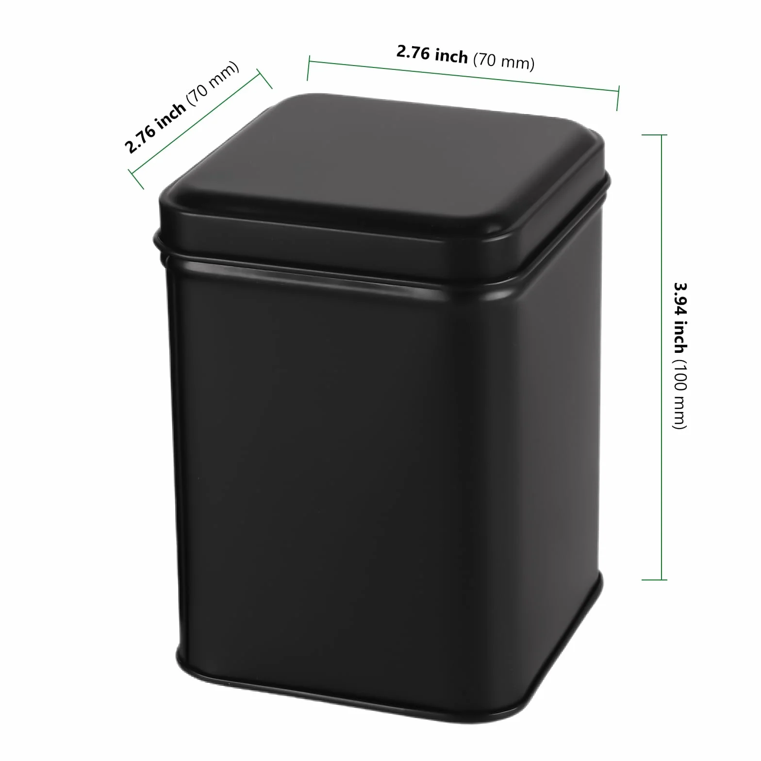8 sztuk puszek na herbatę sypką, 7 x 7 x 10 cm, czarne pojemniki na herbatę z metalu, kwadratowe pudełko do przechowywania herbaty sypkiej
