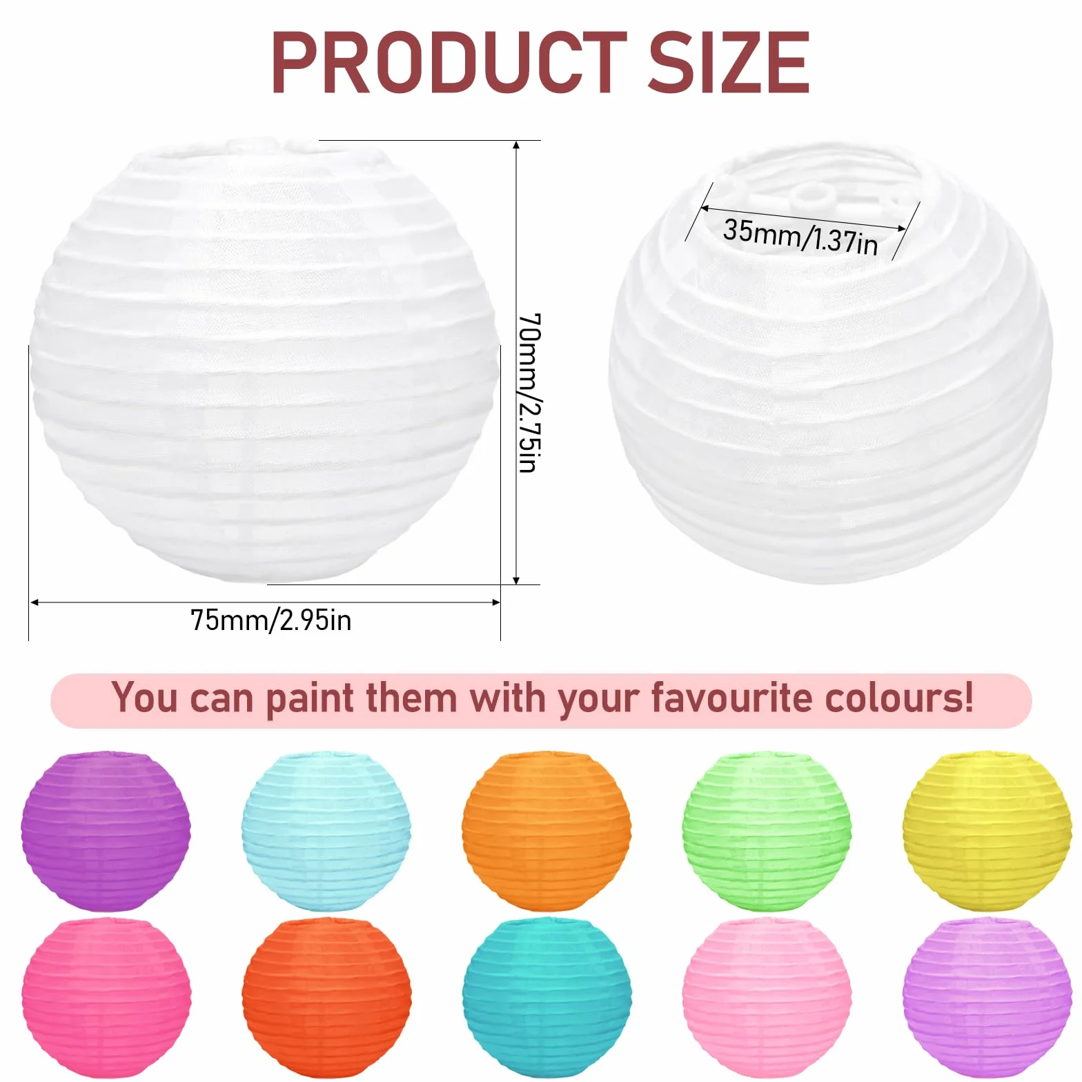 20 sztuk papierowych latarni Mini lampiony białe okrągłe 7,5 cm papierowe latarnie małe abażury papierowe białe latarnie tkaninowe na wesele, dekoracja urodzinowa, impreza, ogród