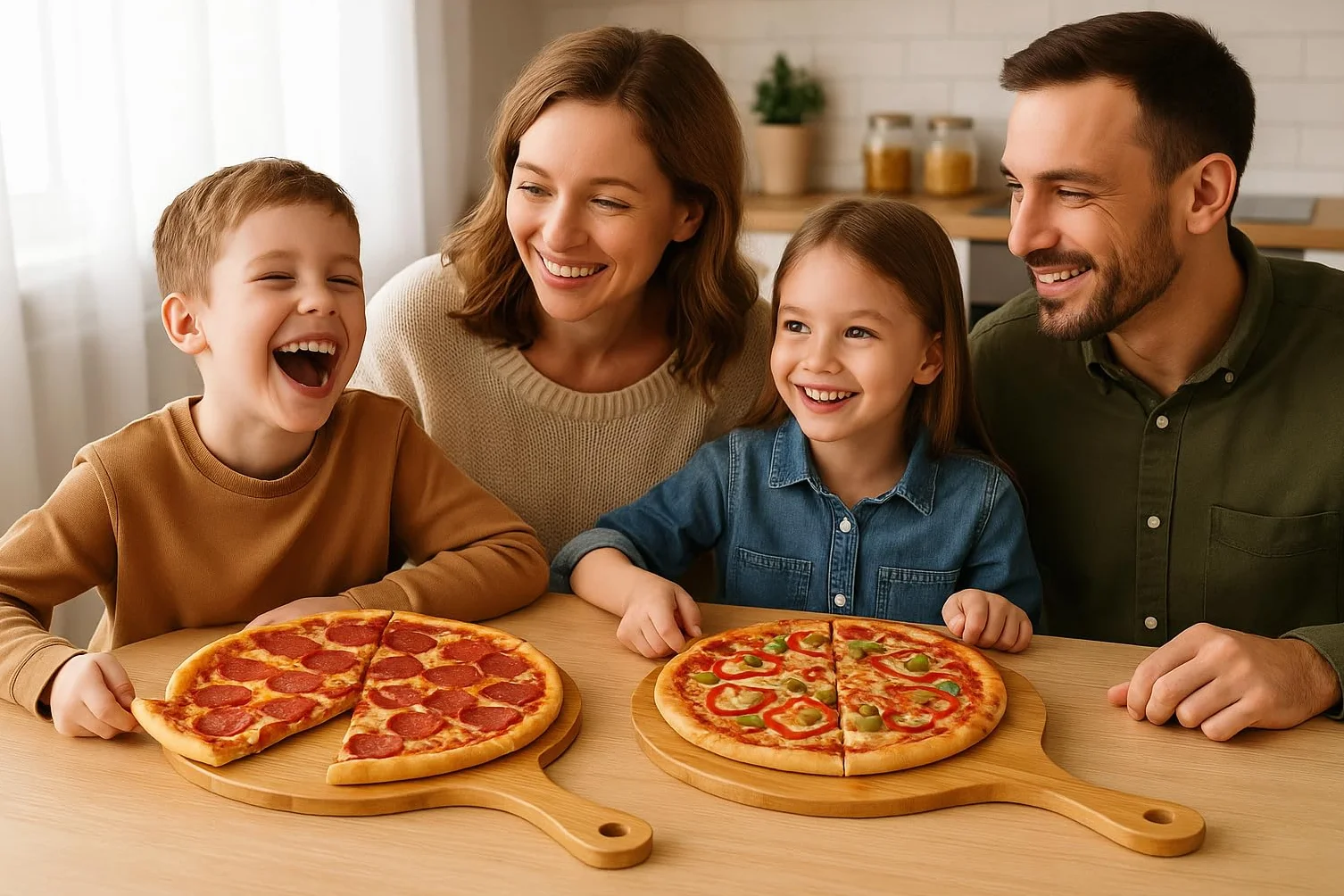 hausleben Drewniane talerze do pizzy 33 cm (zestaw 2-3-4 szt.) duża deska do pizzy z uchwytem, talerz podstawowy, okrągła deska do pizzy, drewniana deska do pizzy, pizza plate, deska do krojenia pizzy
