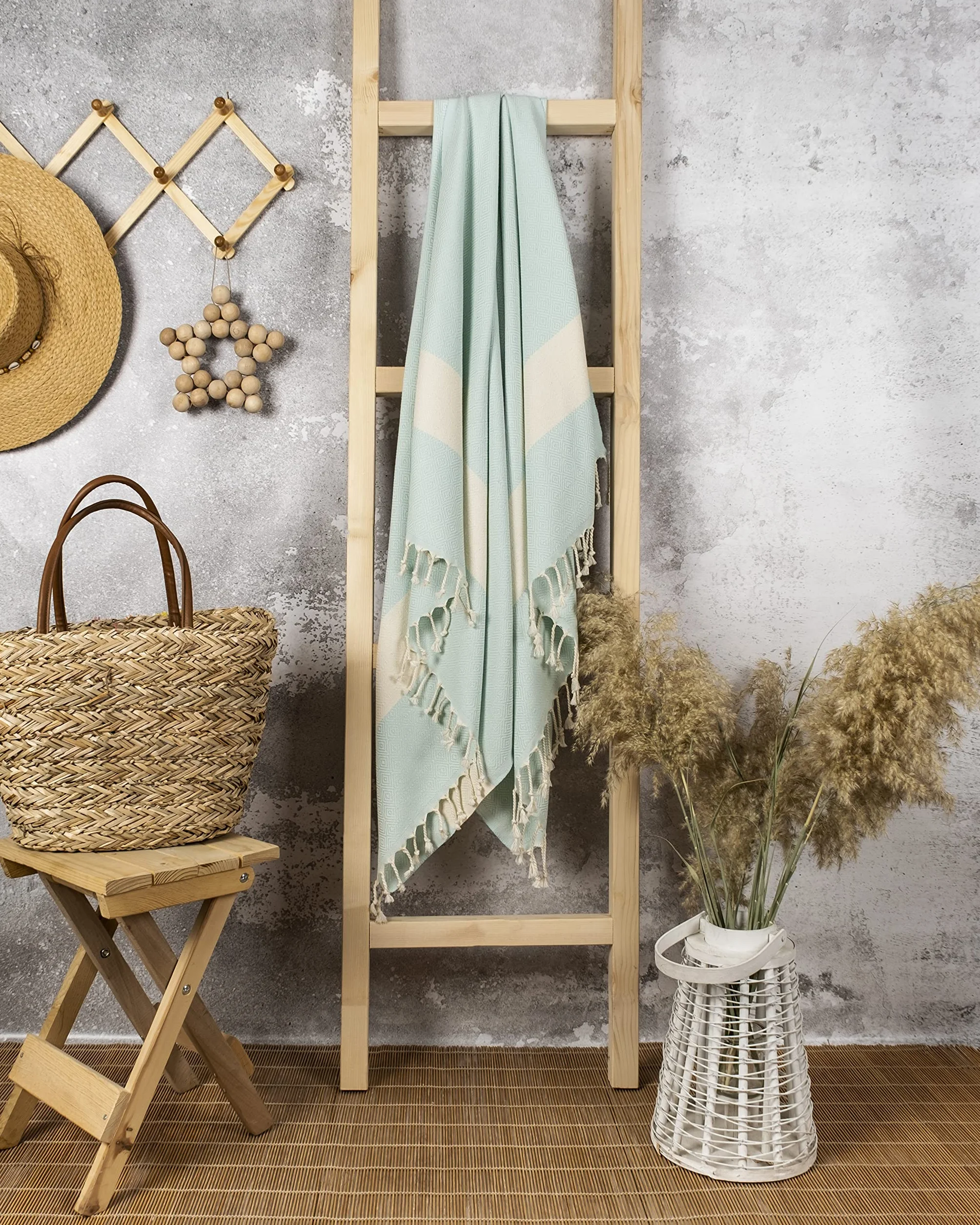 LAYNENBURG ręcznik hammam 100% bawełna XXL 95 x 180 cm Oeko Tex 100 jasnoturkusowy