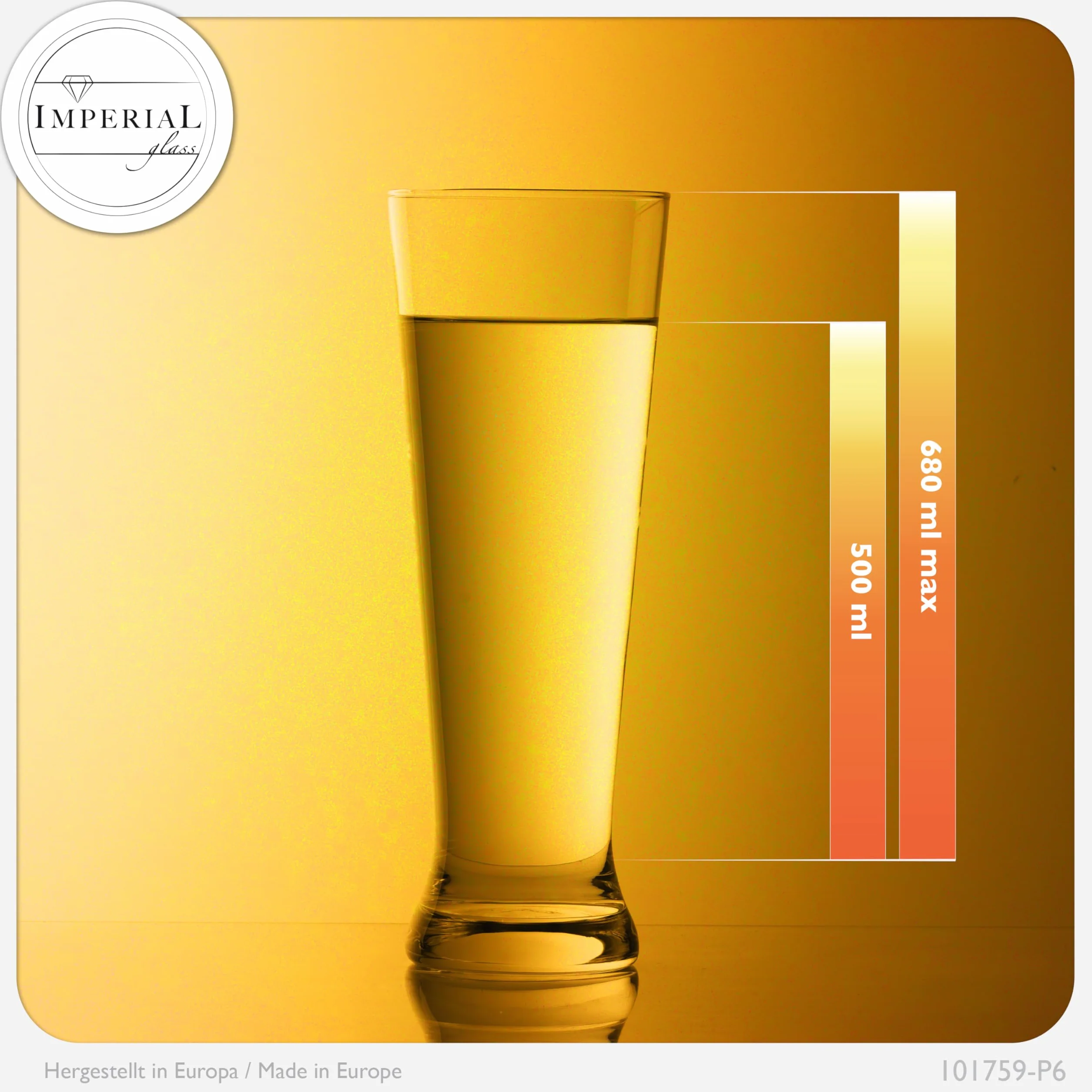 Pilsner szklanki do piwa o wysokiej pojemności 500 ml (maks. 680 ml), nadają się do mycia w zmywarce