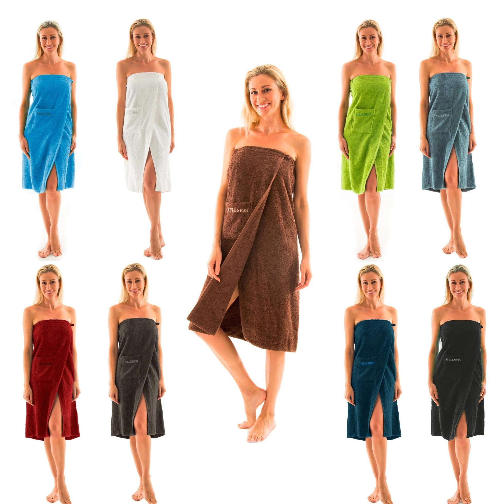 aqua-textil Wellness damski kilt do sauny 90 x 150 cm szary bawełna frotte
