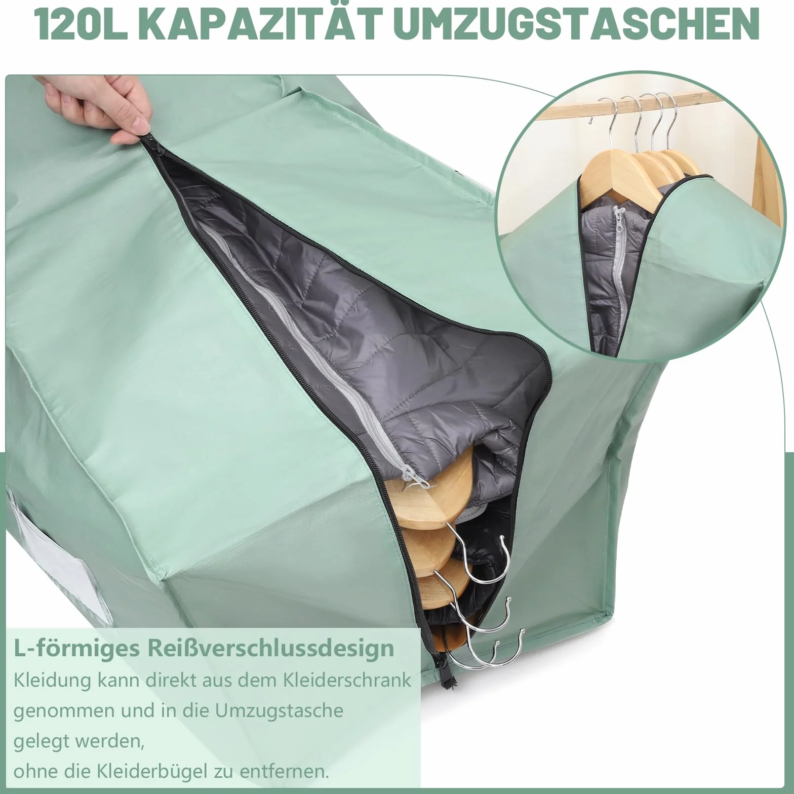 Dntorx 4 sztuki toreb do przechowywania, 120 l, wodoszczelne pudełka do przeprowadzki, duże z zamkiem błyskawicznym, uchwyt, składane pudełko do przechowywania, na kemping