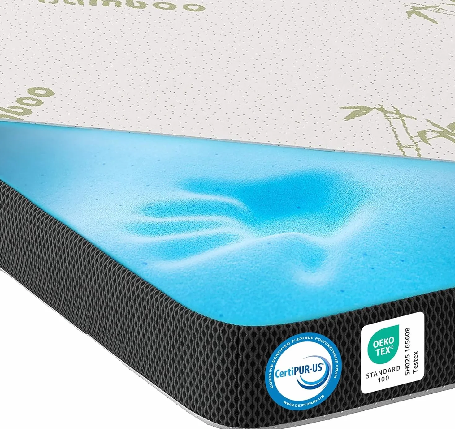 MKS. Żelowy topper 80 x 200 cm, H3 nakładka na materac z pianką żelową memory 7 cm, komfortowa poduszka z przepływem powietrza 3D, wiskoelastyczna nakładka na materac ze zdejmowaną poszewką bambusową