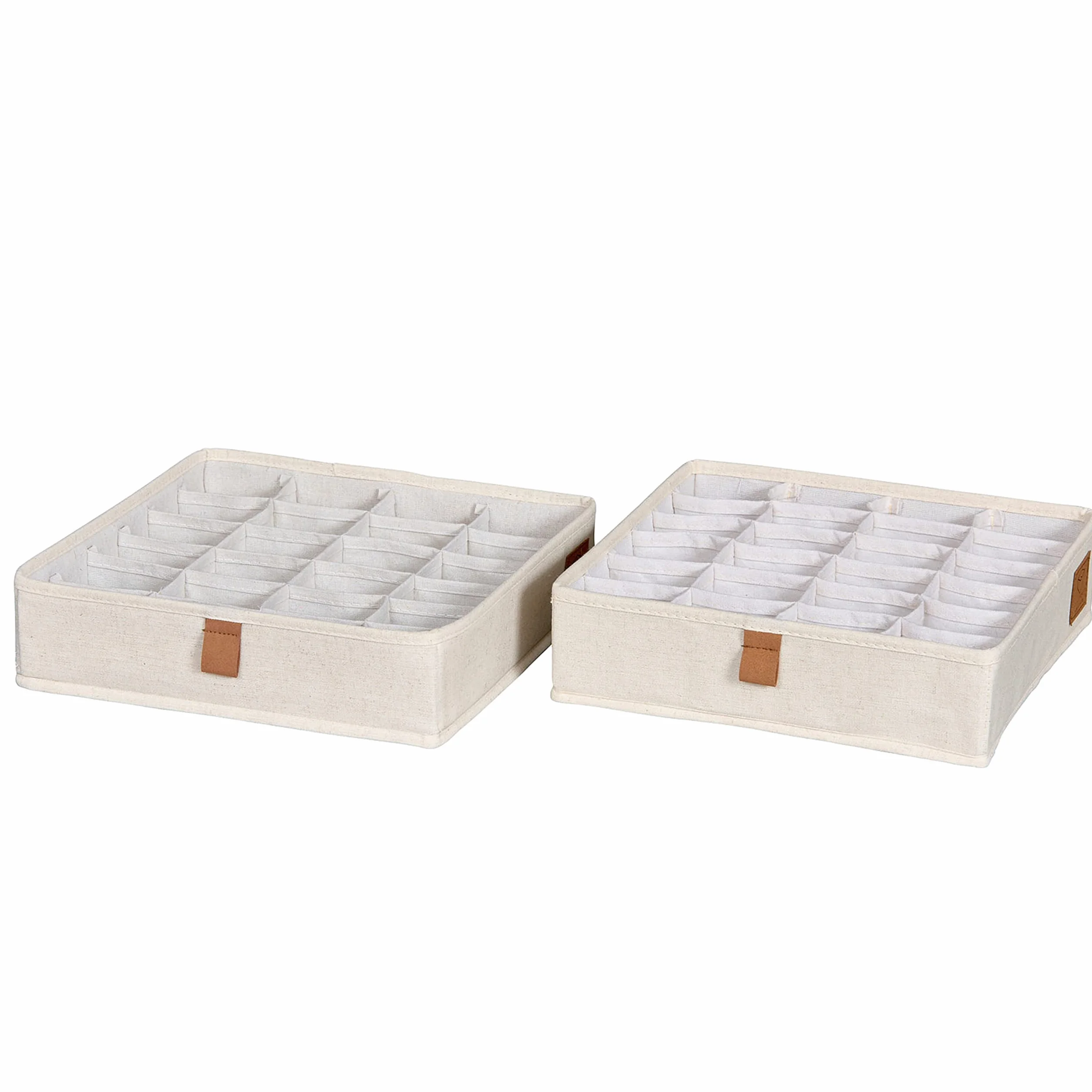 Organizer do szuflad składany z materiału 24 przegródki 30x30x8 cm beżowy