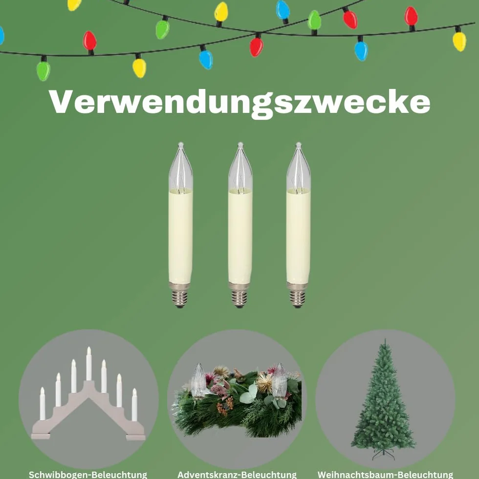 EGB świece bożonarodzeniowe 8-55 V/3 W, E10, zestaw świec bożonarodzeniowych – idealne jako świece choinkowe, oświetlenie łukowe i dekoracja bożonarodzeniowa, 3 sztuki w blistrze