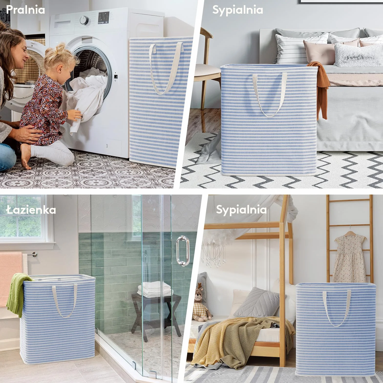 Lifewit Kosz na Pranie z Uchwytem, Duży Składany Wodoodporny Kosze Brudna Ubrania, Laundry Basket do Odzież, Sypialnia, Granatowy, 100L