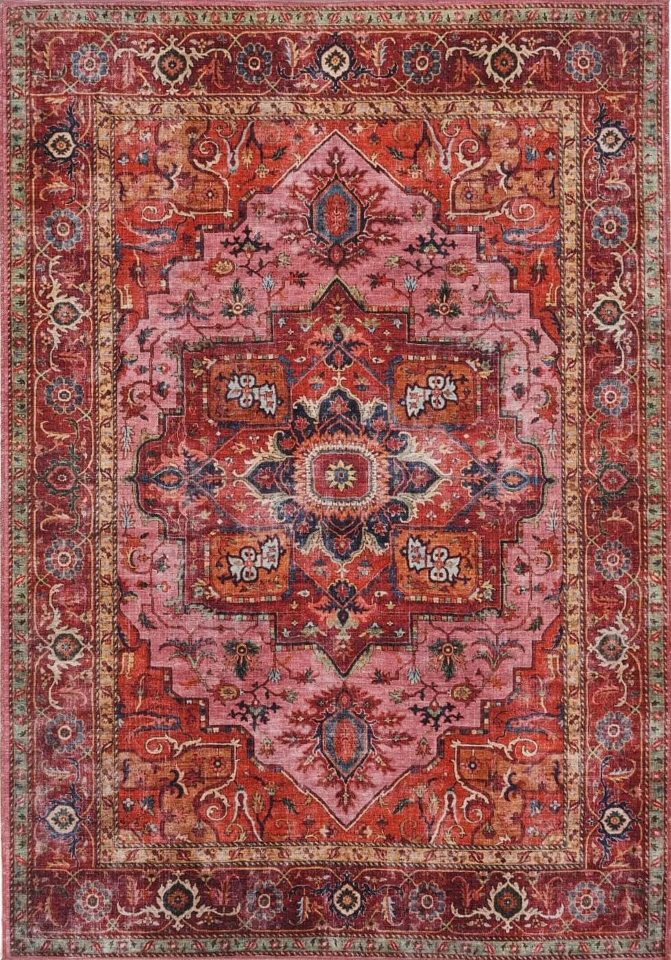 RugVista Georgia Oriental, Dywan, Orientalne, 160 x 230 cm, Prostokąt, Niski, Pokój dzienny, Sypialnia, Kuchnia, Prać w pralce, Czerwony/Różowy