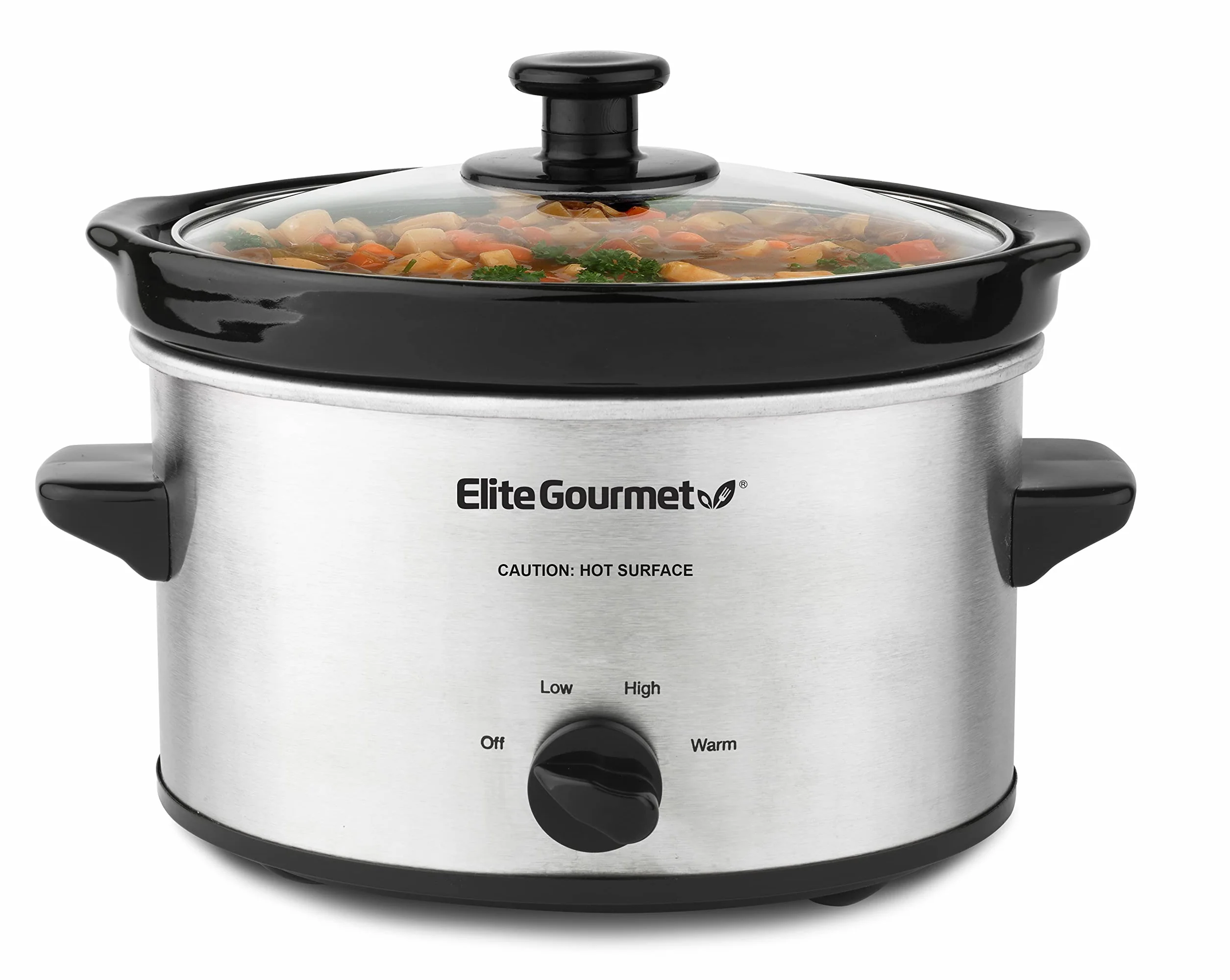 Elite Gourmet MST-275XS wolnowar, elektryczny, owalny, regulowana temperatura, przystawki, sosy, dania jednogarnkowe i dipy, szklana pokrywka i garnek nadaje się do mycia w zmywarce, 2,27 l, stal