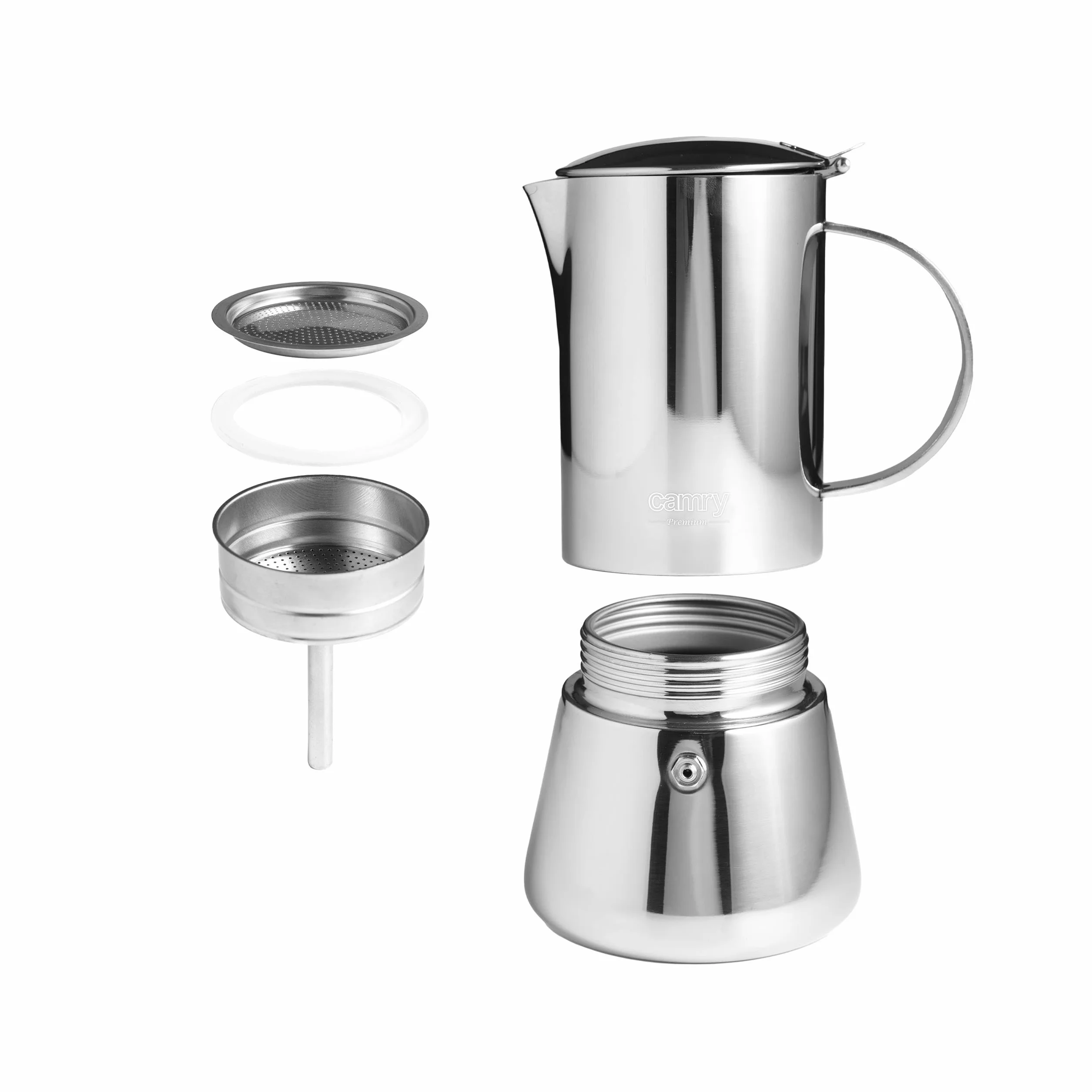CAMRY - Klasyczny zaparzacz do espresso ze stali nierdzewnej 500 ml - indukcyjny dzbanek do mokki do wszystkich rodzajów płyt grzewczych - przygotowuje 10 filiżanek espresso - izolowany termicznie