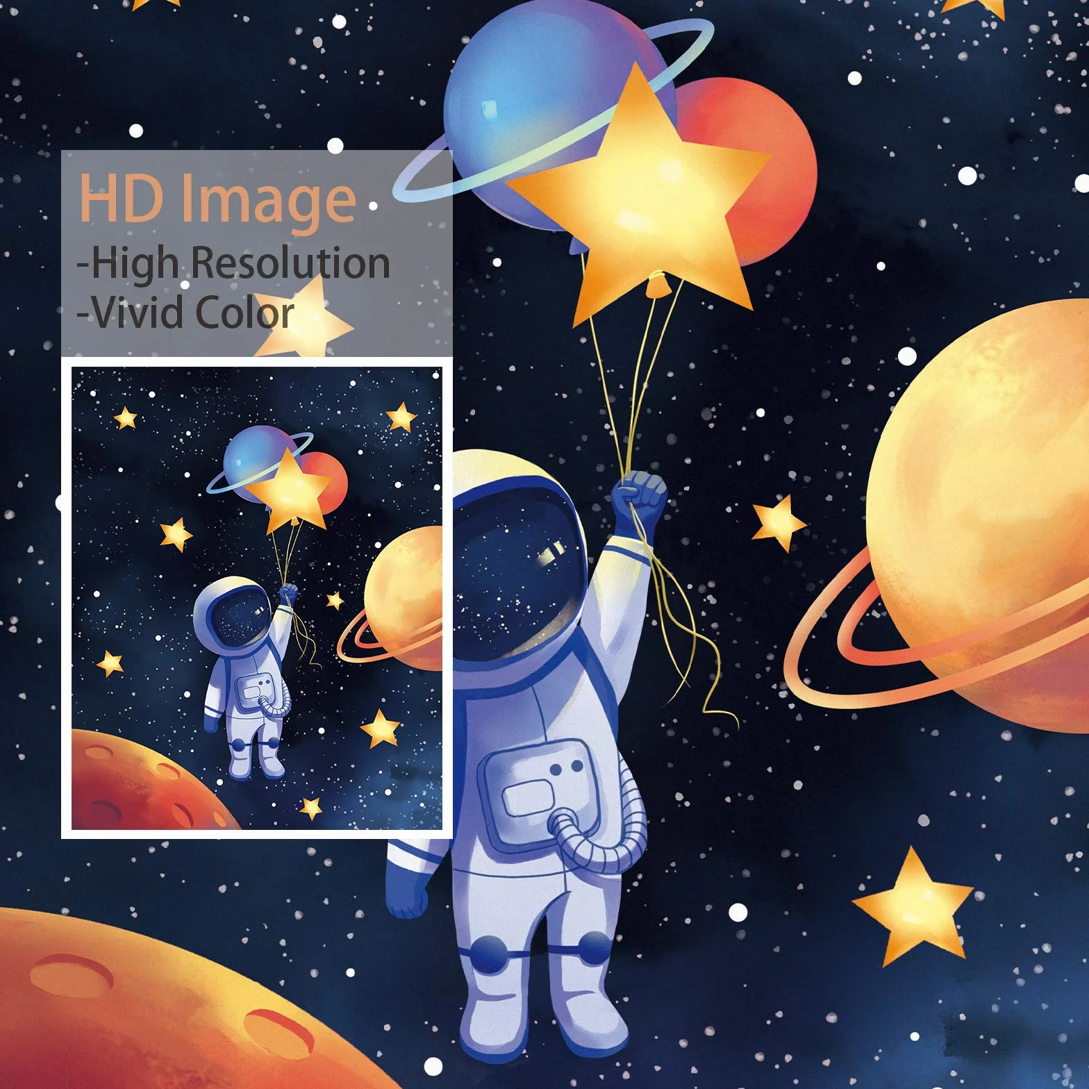 MWOOT Kosmiczny astronauta, płócienny plakat do sypialni chłopców, dekoracja ścienna, 3 szt. pokój zabaw dla dzieci, druk na ścianę (30 x 40 cm), układ słoneczny, rakieta, plakat ścienny, duży