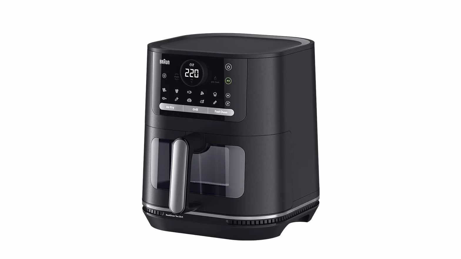 Braun MultiFry 5 HF5073IBK, frytkownica na gorące powietrze 3 w 1, 6 l Airfryer, 80-220°, 20 programów, nadaje się do mycia w zmywarce, obsługa dotykowa, technologia RealOven, 2000 W, kolor czarny