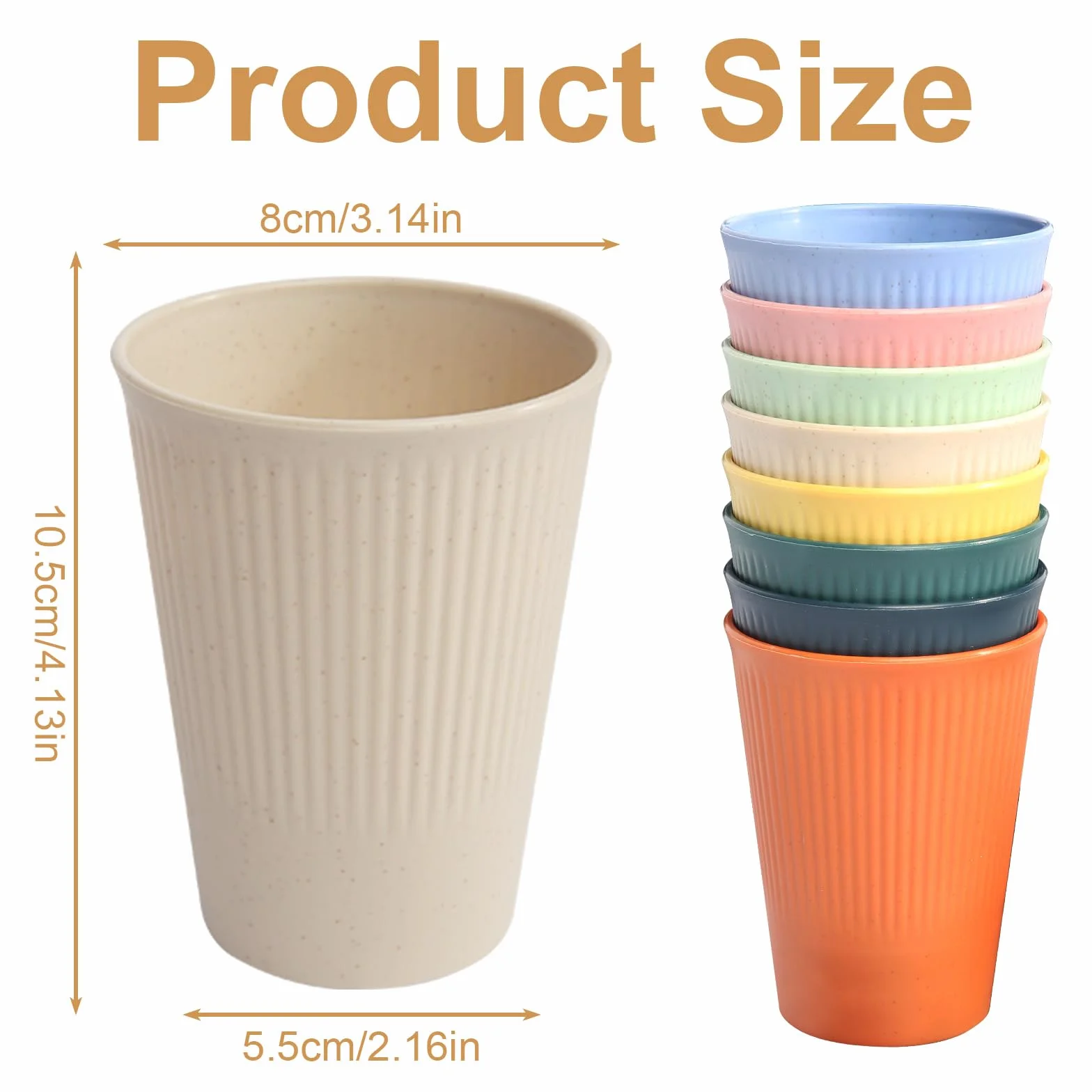 8 sztuk kolorowych kubków, plastikowych, zestaw kubków do kawy, z tworzywa sztucznego, kubki do picia dla dzieci, kubki wielokrotnego użytku, do kawy, herbaty, mleka, pikników (8 kolorów)