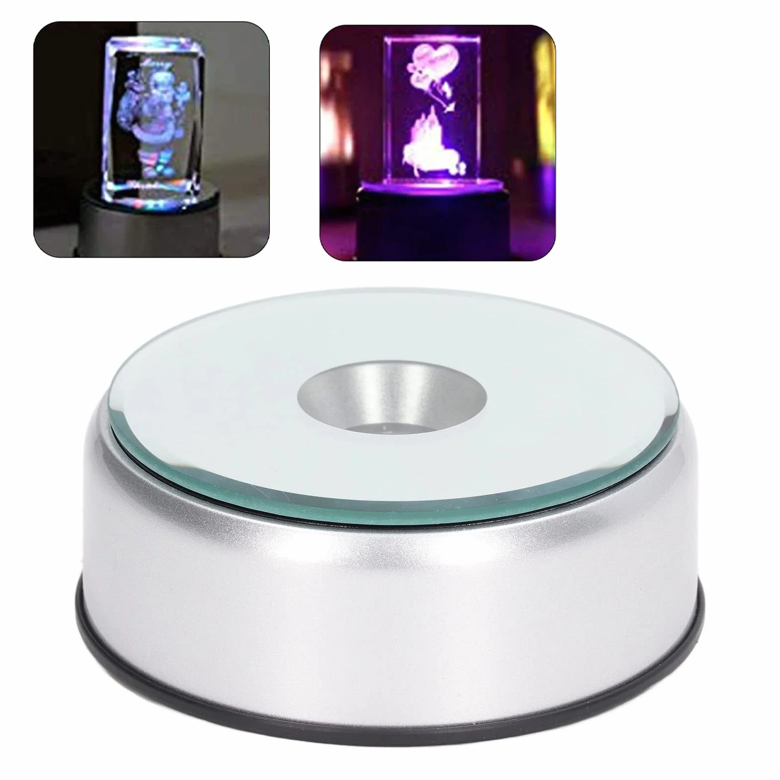 Obrotowa Podstawka LED Lampka Kolorowy Kryształowy Wyświetlacz, Obrotowa Podstawka Obrotowe Diody LED O 360° 80 Sekund Na Okrążenie Podstawa Wyświetlacza LED LED Do ładowania Przez USB Na Kubki Kryszt