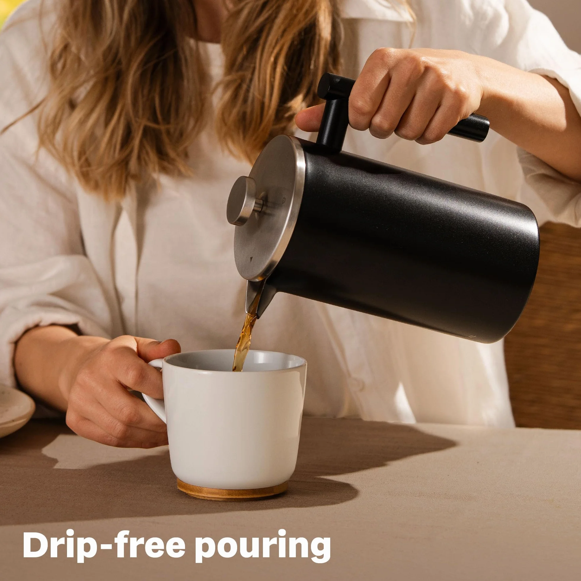 SILBERTHAL French Press Coffee Cafetiere 1L 8 filiżanek - 100% stal nierdzewna - izolacja próżniowa z podwójnymi ściankami - czarna
