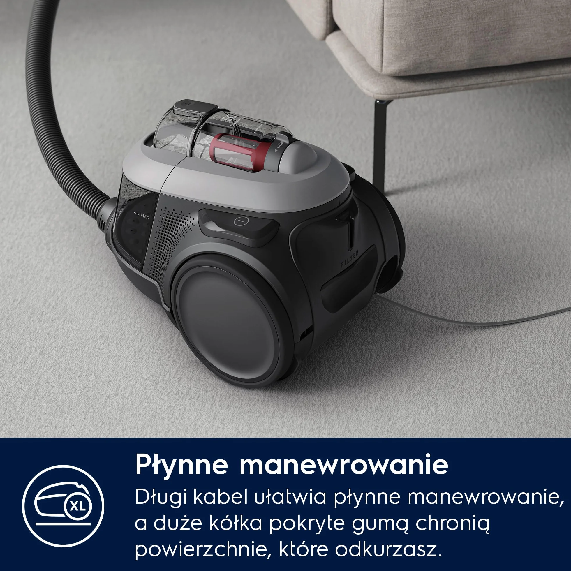 Electrolux Odkurzacz Bezworkowy Animal 600 EL61A4UG, doskonale zbiera sierść zwierząt, 6-cio stopniowa filtracja, technologia cyklonowa, 700W, 1,6L, Szary