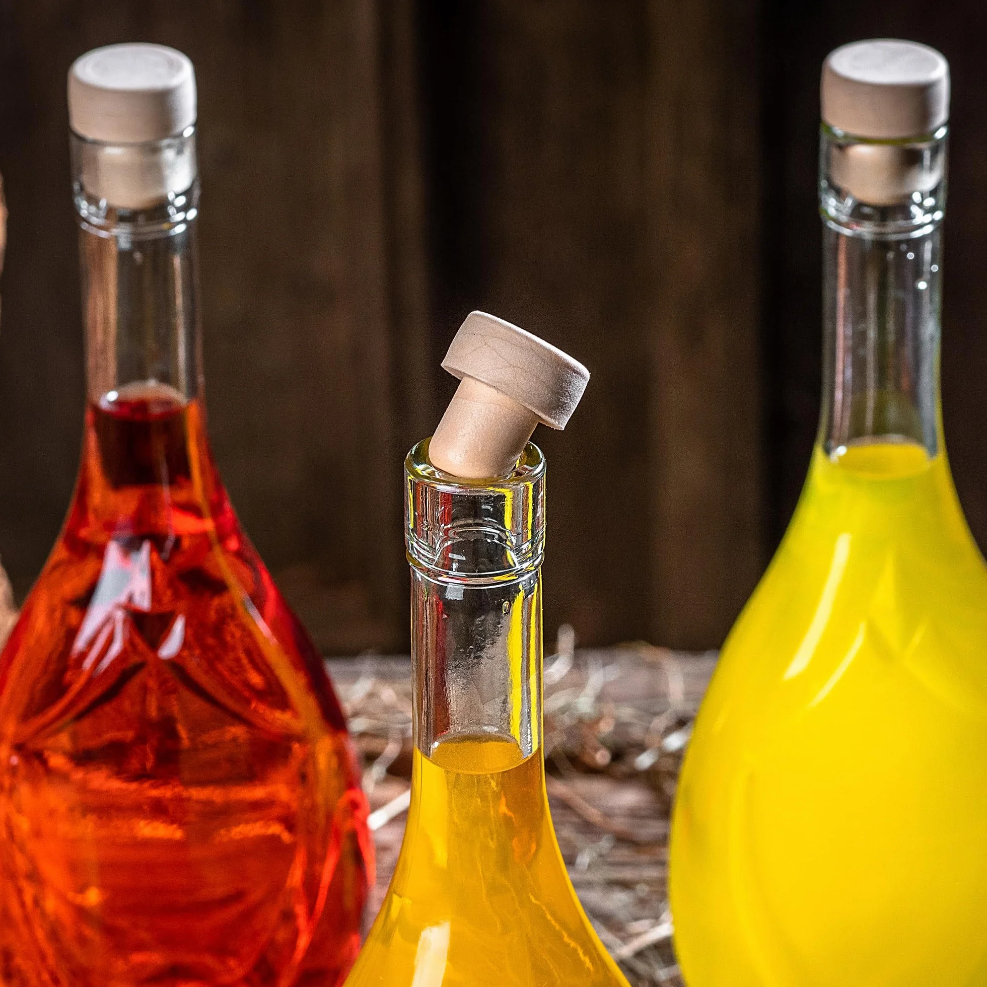 KADAX Zestaw 10 szt. Butelki z korkiem 500 ml do likierów, win i nalewek, szczelny korek chroni aromat, przezroczyste szkło ułatwia kontrolę