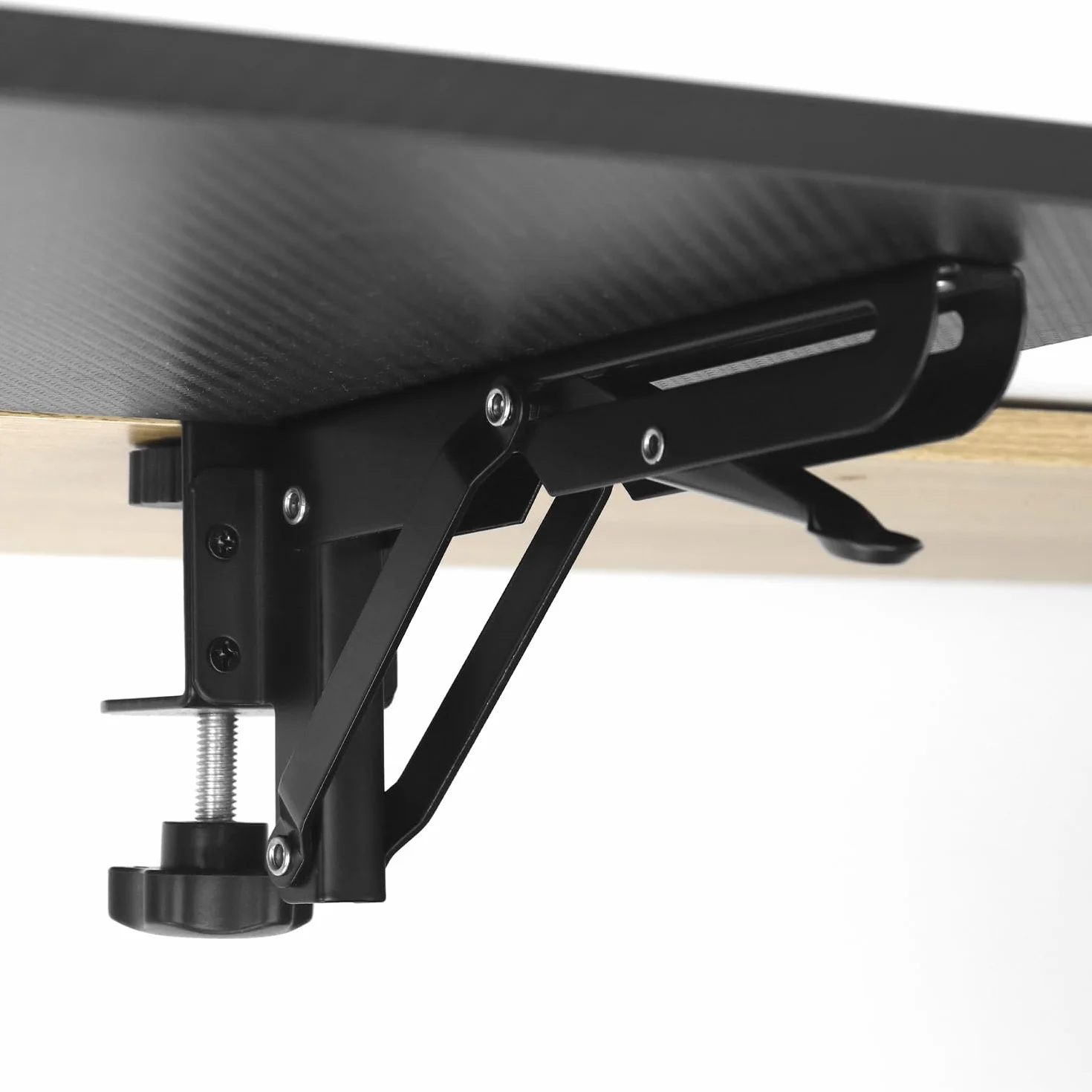QWORK® zestaw 2 uchwytów przedłużających do biurka z klipsem do montażu na stole, zdejmowany, składany uchwyt na biurko o grubości od 1 do 5 cm