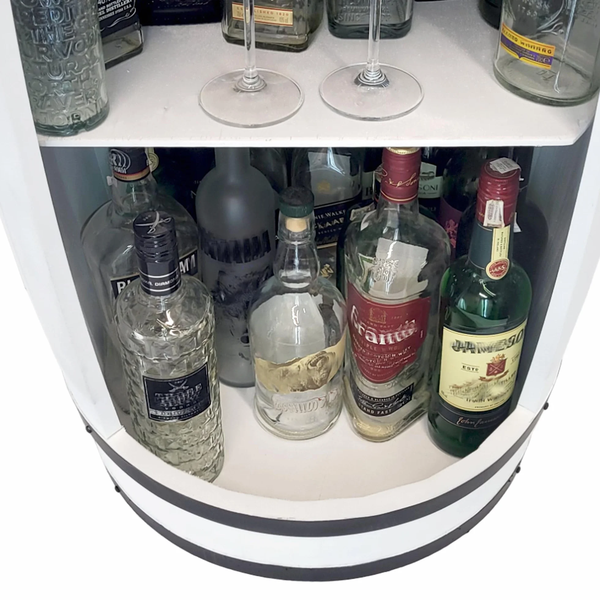 Weeco Regał na wino bar domowy z drewna 80x50 cm białe vintage stolik barowy na whisky