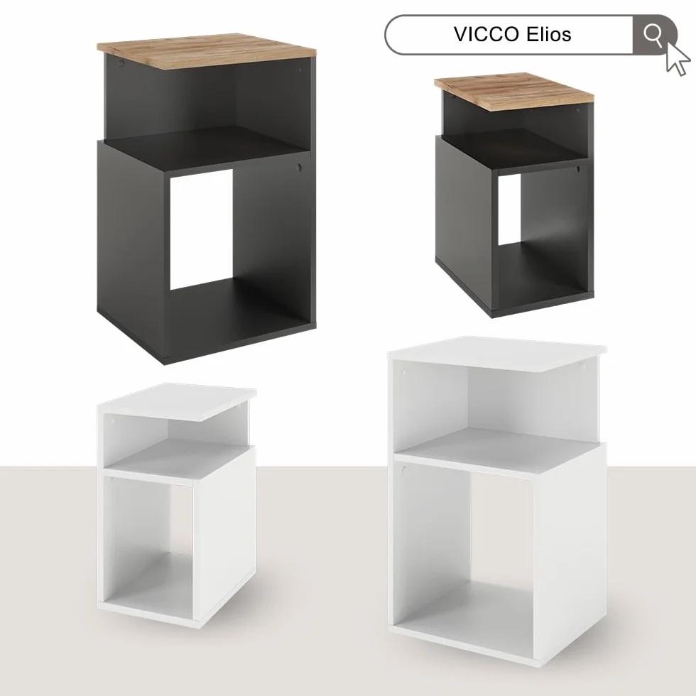 Vicco Stolik nocny "Elios", Biały, 25 x 45.3 cm