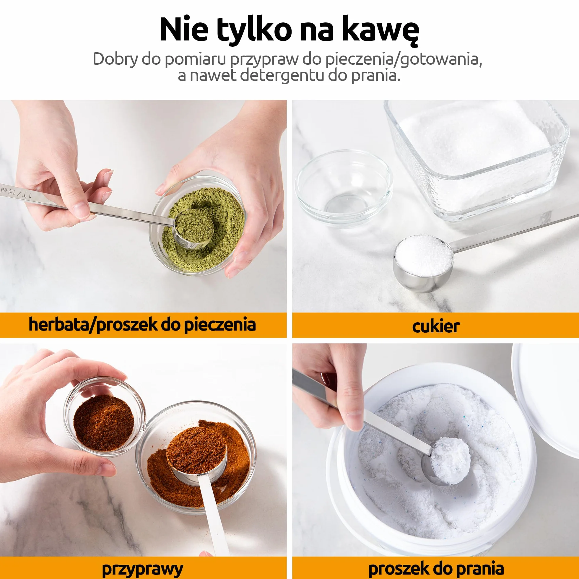 U-Taste Łyżki miarowe ze stali nierdzewnej 18/8 17,4cm Zestaw 2 sztuk 15 i 30ml do kawy