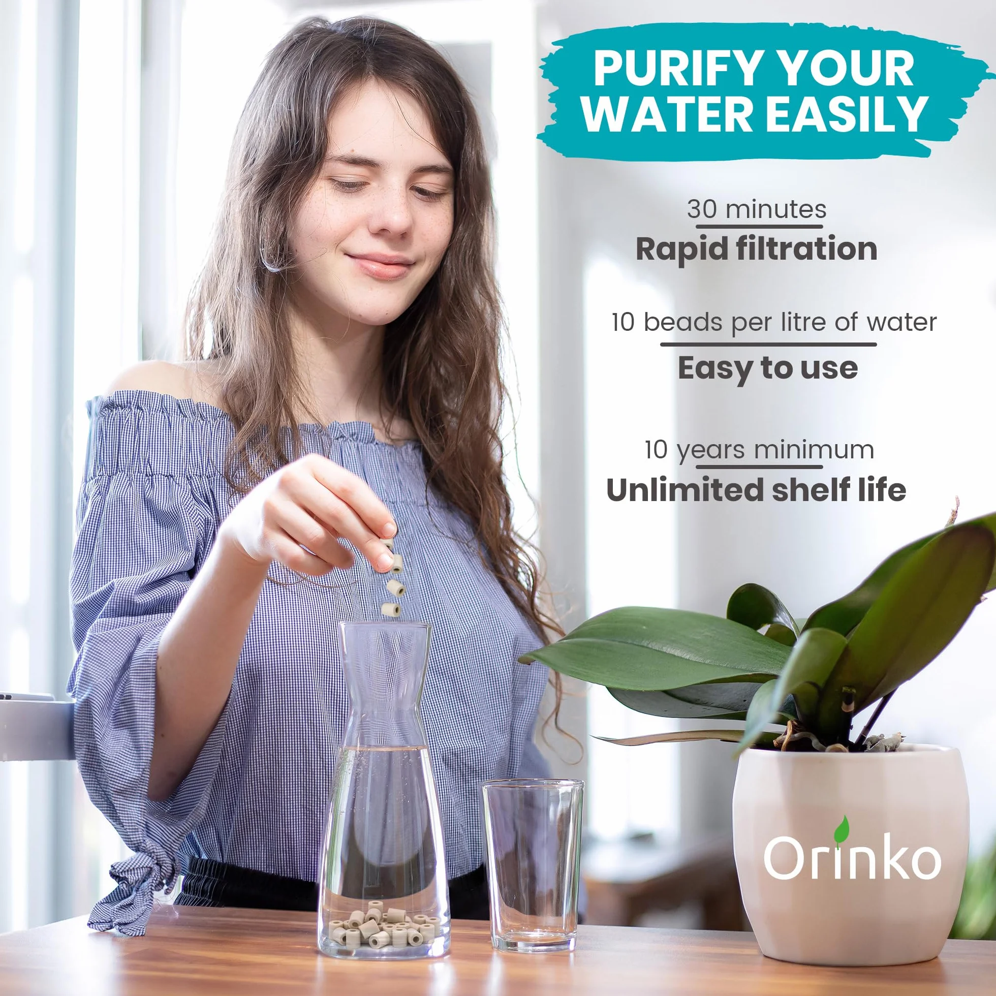 Orinko 15 EM® Ceramicznych Perełek - Poprawiają Jakość Wody - Zmniejszają Osad z Wapnia - Idealne do Butelek, Dzbanków, Karafek czy Czajników