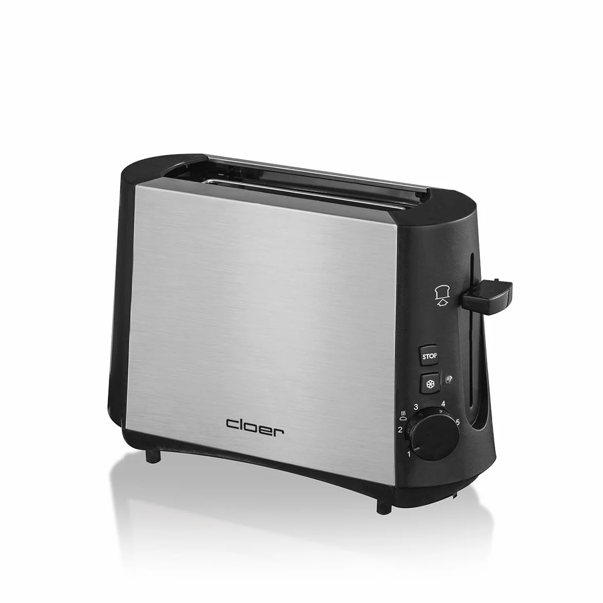 Cloer 3890 mini toster pojedynczy 600 W, szuflada na okruchy, matowa stal nierdzewna