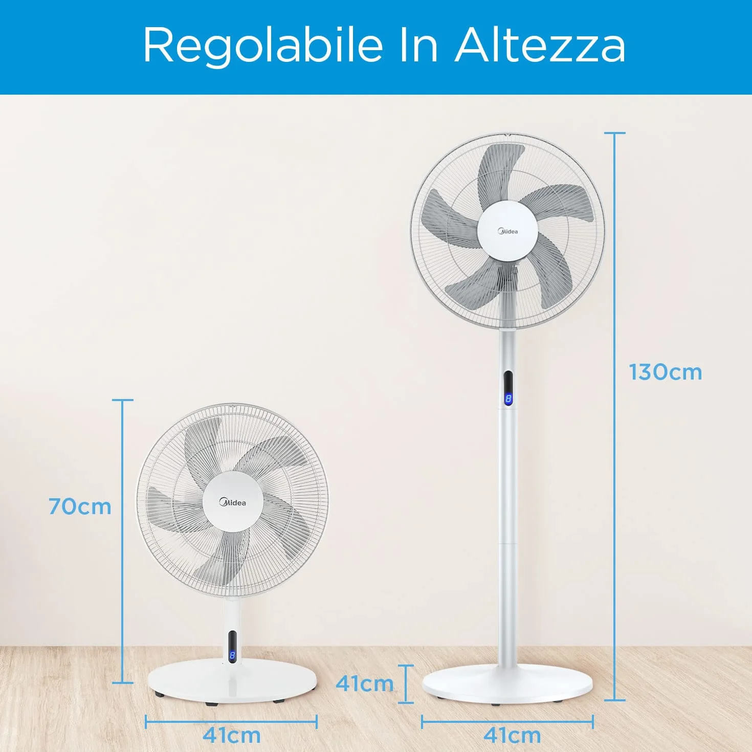 Midea FS40-18BR wentylator stojący 3 w 1, 8 prędkości, timer palma 40 cm, tworzywo sztuczne