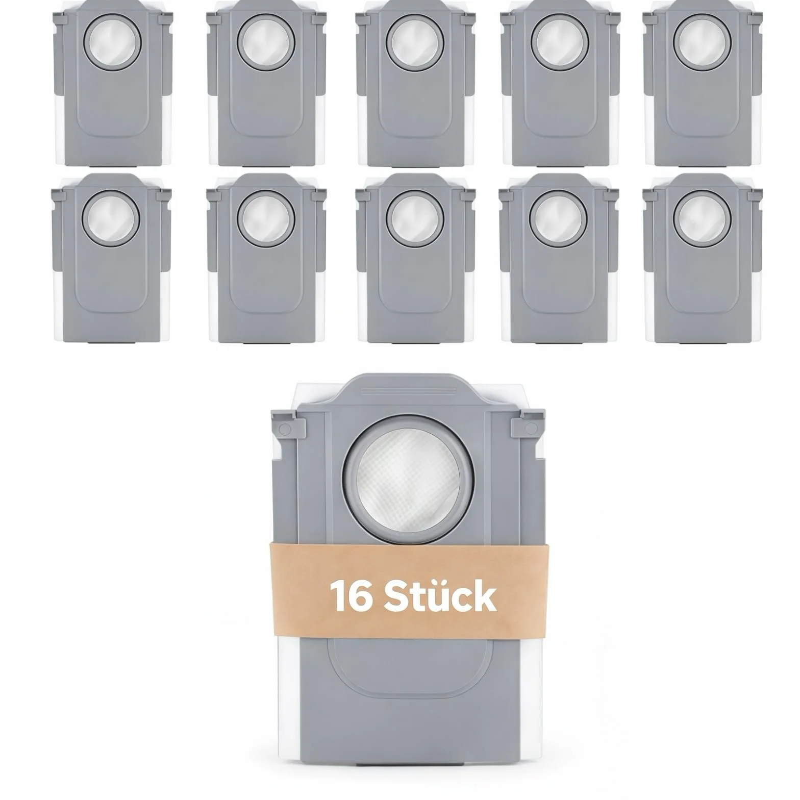 16 worków do odkurzacza Roborock Saros 10R/Saros 10/Q Revo/Qrevo Pro/Qrevo MaxV/S8 MaxV Ultra/Qrevo Master/Qrevo Slim/Qrevo Curv (szare 16, 16 sztuk)