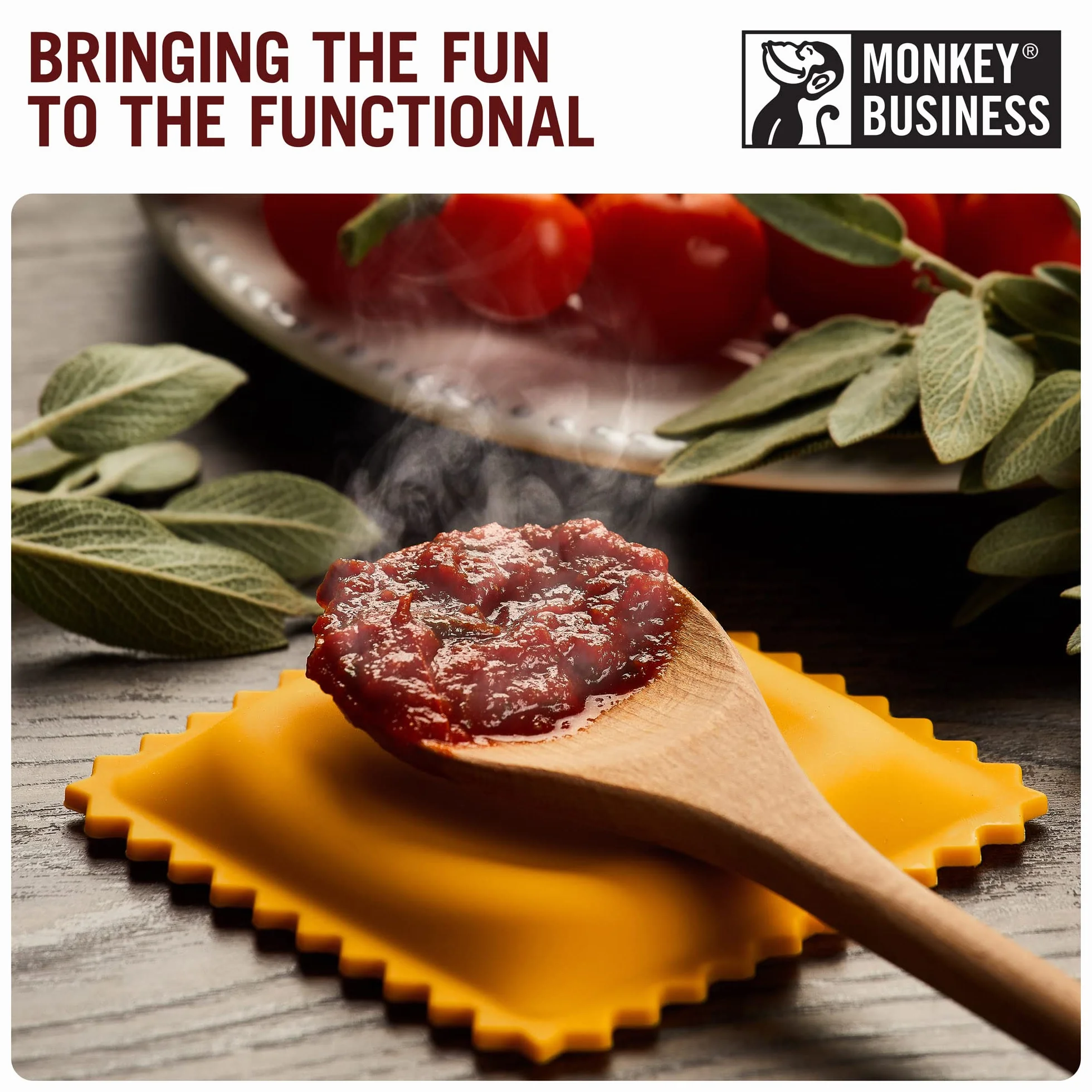 Monkey Business Półka na łyżki w kształcie ravioli | półka na łyżki do blatu kuchennego | fajny pomocnik kuchenny i akcesoria | z kolekcji różnych makaronów, wyjątkowych przyborów kuchennych
