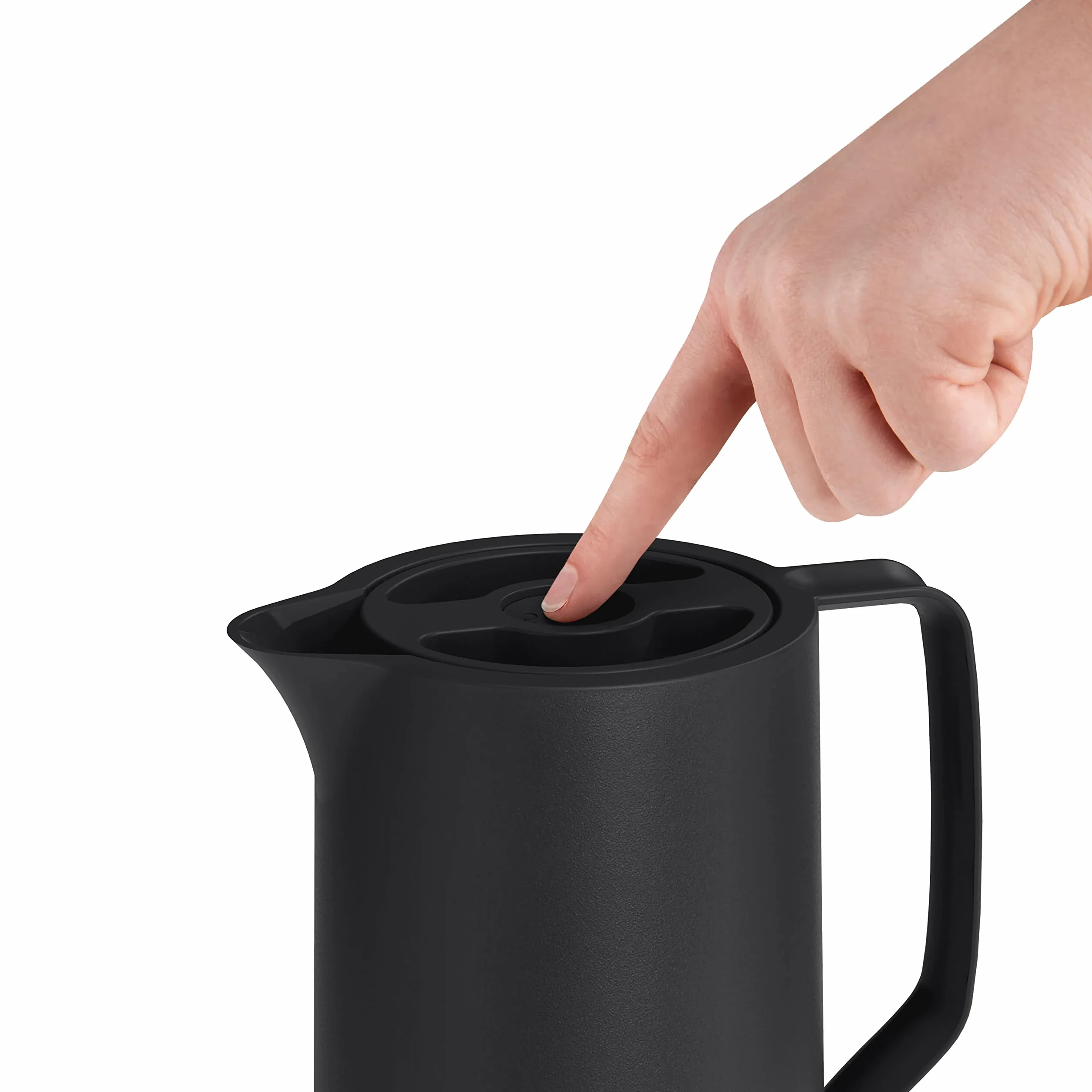 Emsa N41707 Motiva termos, 1 l, tworzywo sztuczne, zamknięcie Quick-Press, 12 h gorąco, zimno przez 24 h, wyprodukowano w Niemczech, skandynawski design, czarny