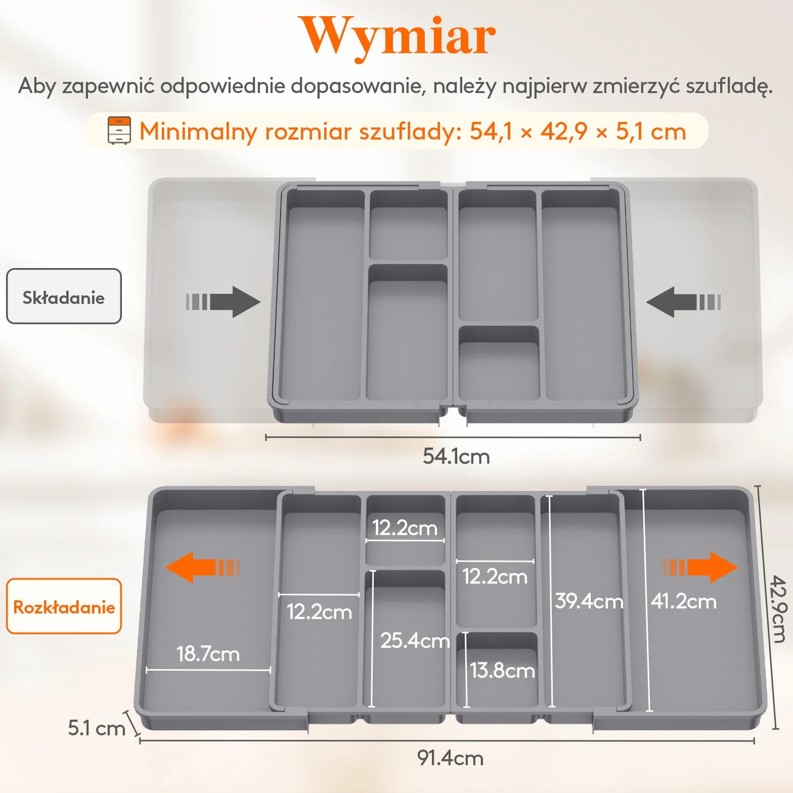 Lifewit Organizer do szuflad rozszerzalny 81 cm taca na sztućce plastikowa